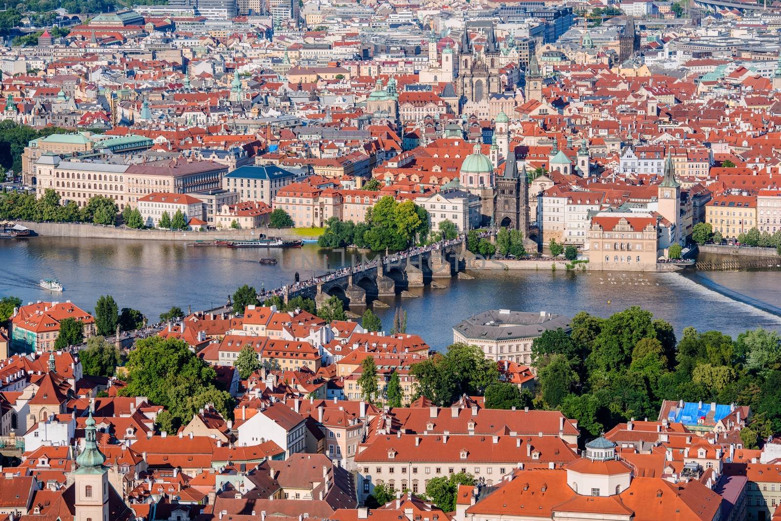Prague City Center with Charles Bridge
Karluv Most and Vltava River. Prague Old Town Cityscape