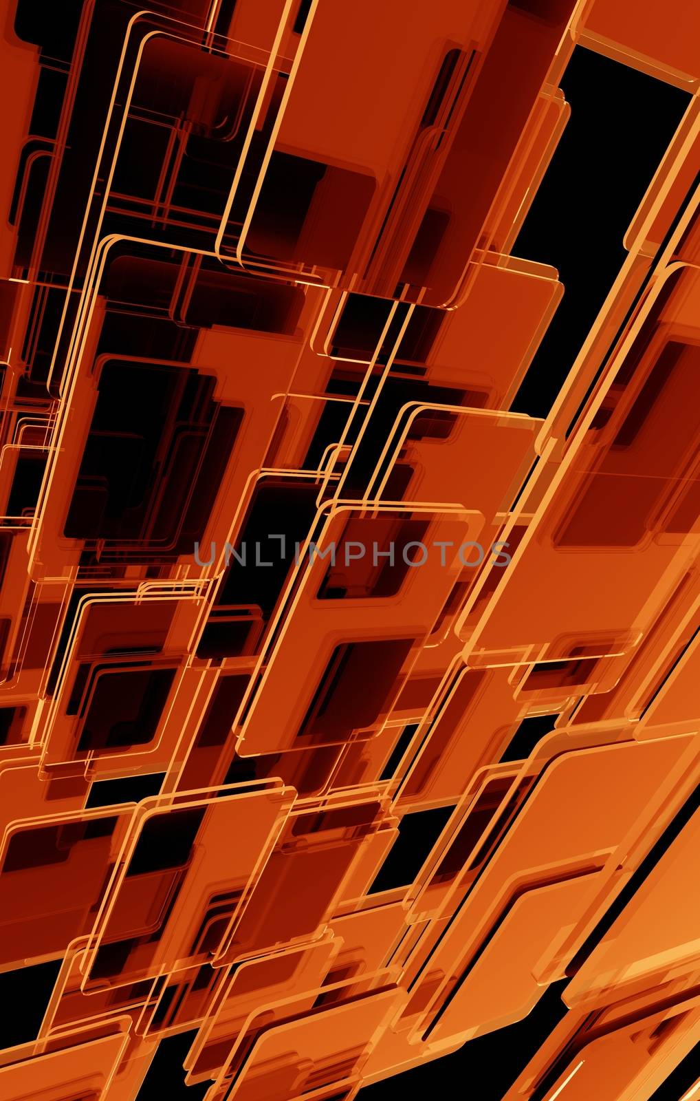 Dark Orange Background. Orange-Reddish Glass Blocks Vertical Background.