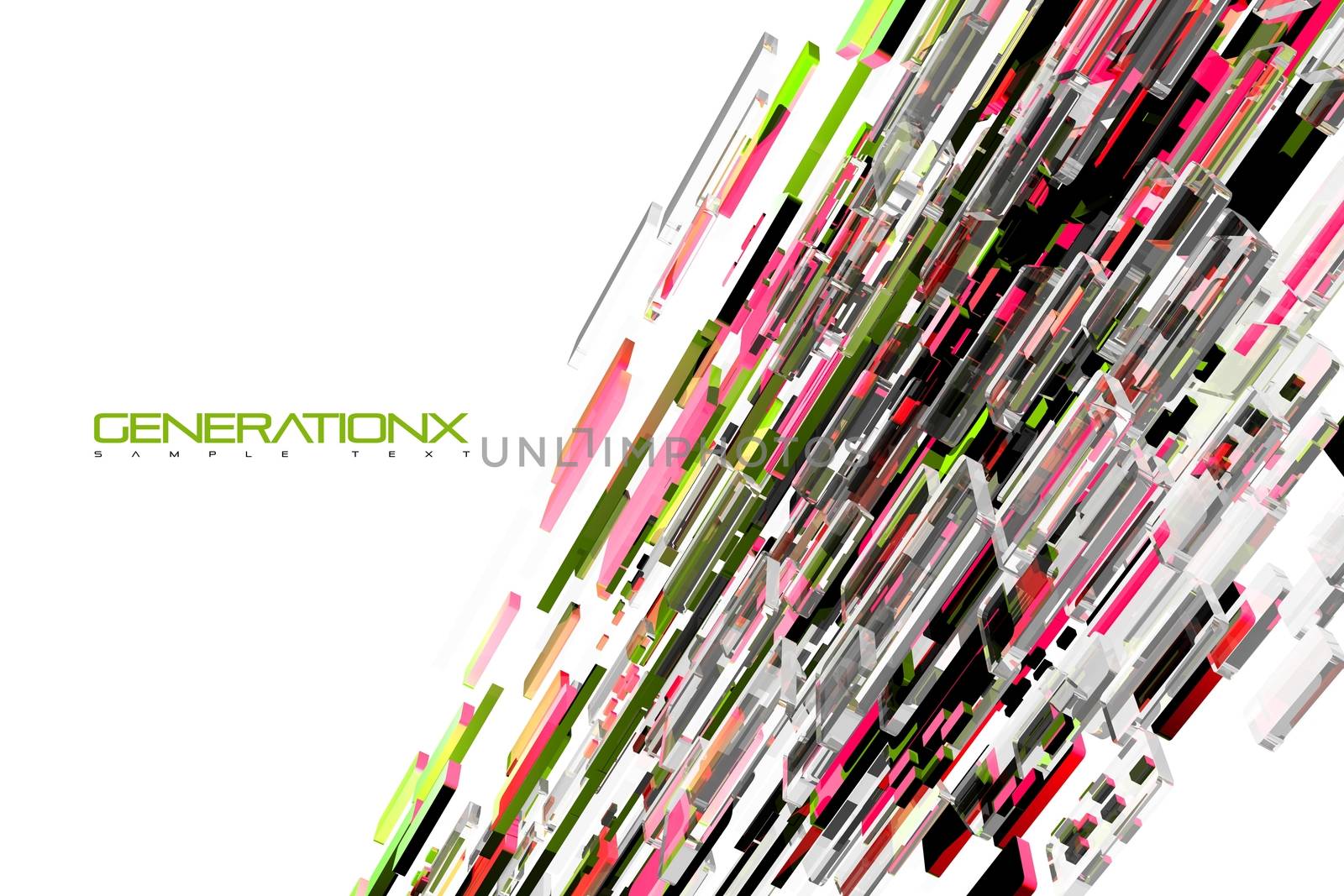 Cool Sharp Design with Copy Space. 3D Sharp Colorful Glassy Blocks Design with White Copy Space on the Left Side. Horizontal Design