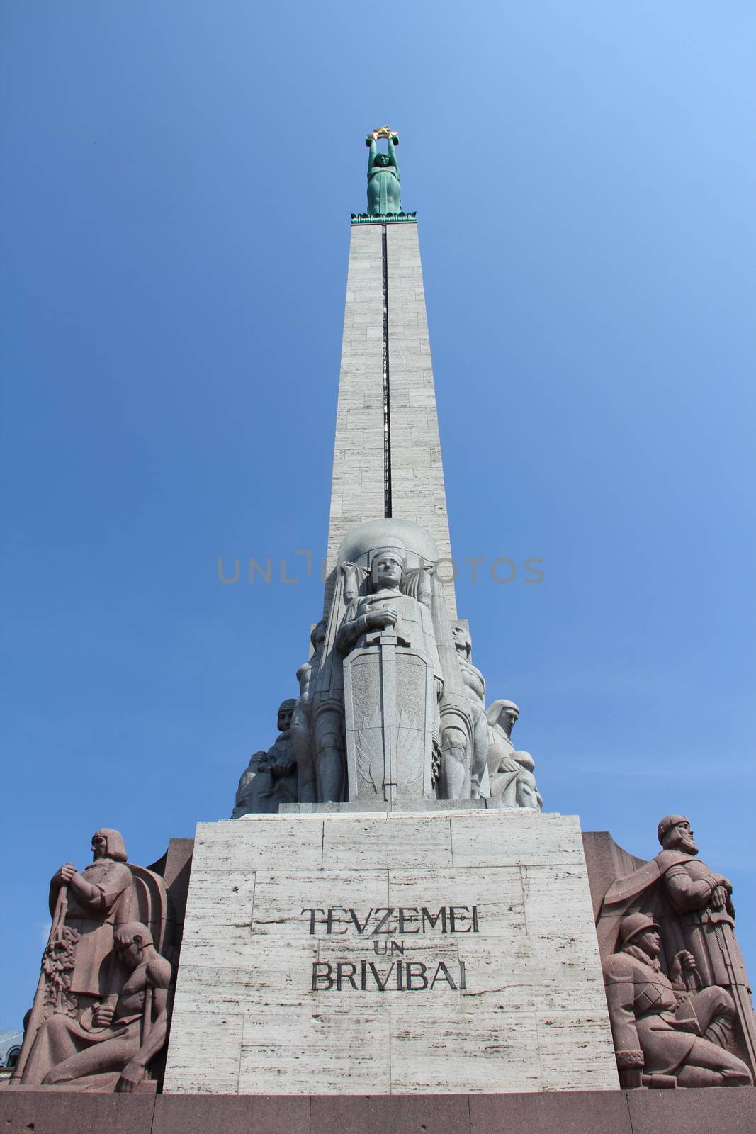 Freedom Monument with "For Fatherland and Freedom" inscription, Riga, Latvia