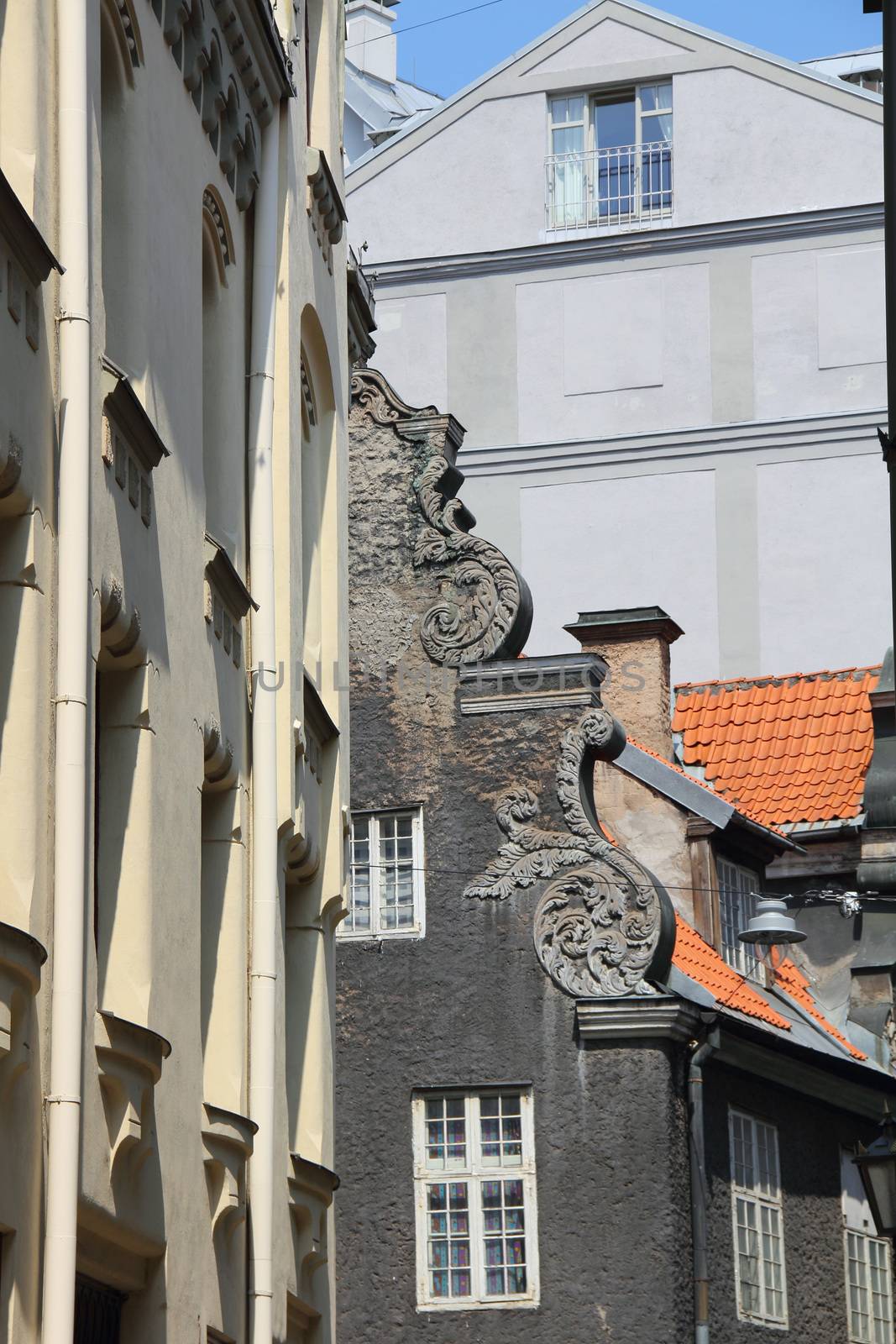 View on beautiful old houses in center of Riga, Latvia