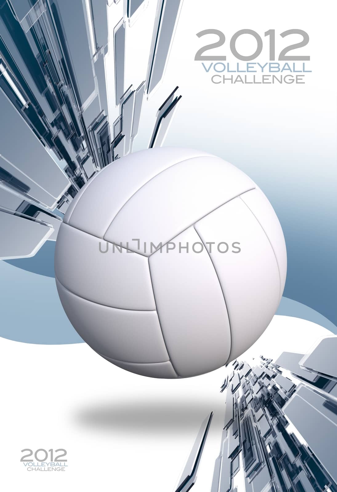 Light Blue 3D Volleyball Tournament Background. Vertical Volleyball Tournament Layout.