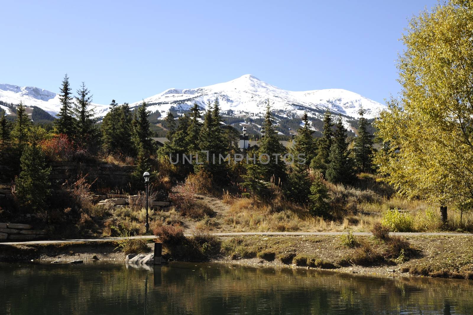 Small Lake. Breckenridge Town, Colorado USA. Nice Mountains View