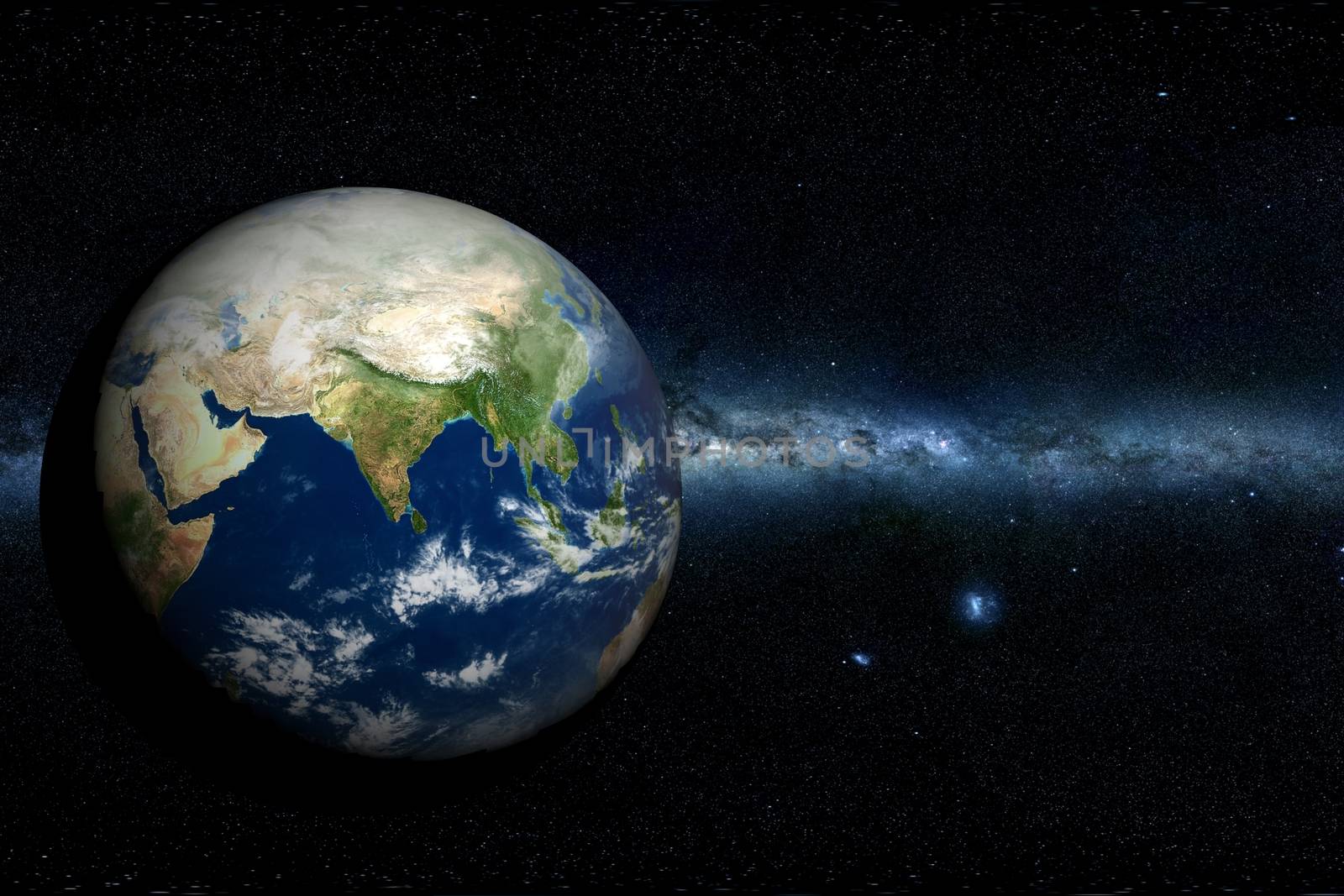 Asia Continent Earth Illustration. Planet Earth in Space 3D illustration.
