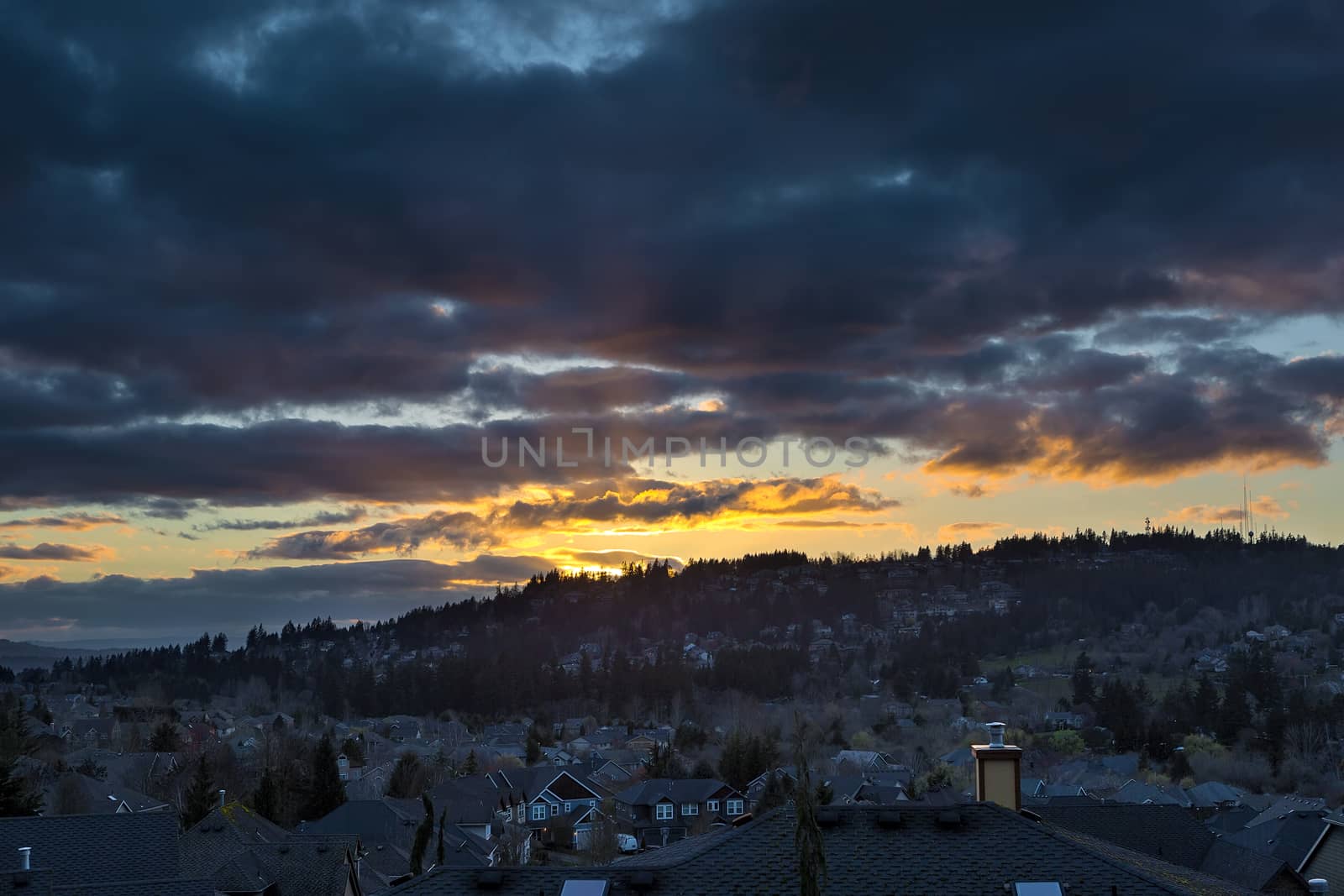 Stormy Sunset over Happy Valley Oregon by Davidgn