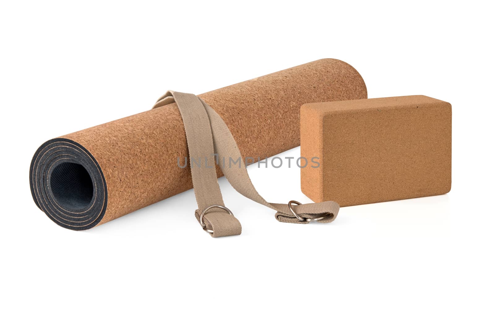 Eco Friendly, Cork Yoga Mat With Strap, Premium Product on White Background