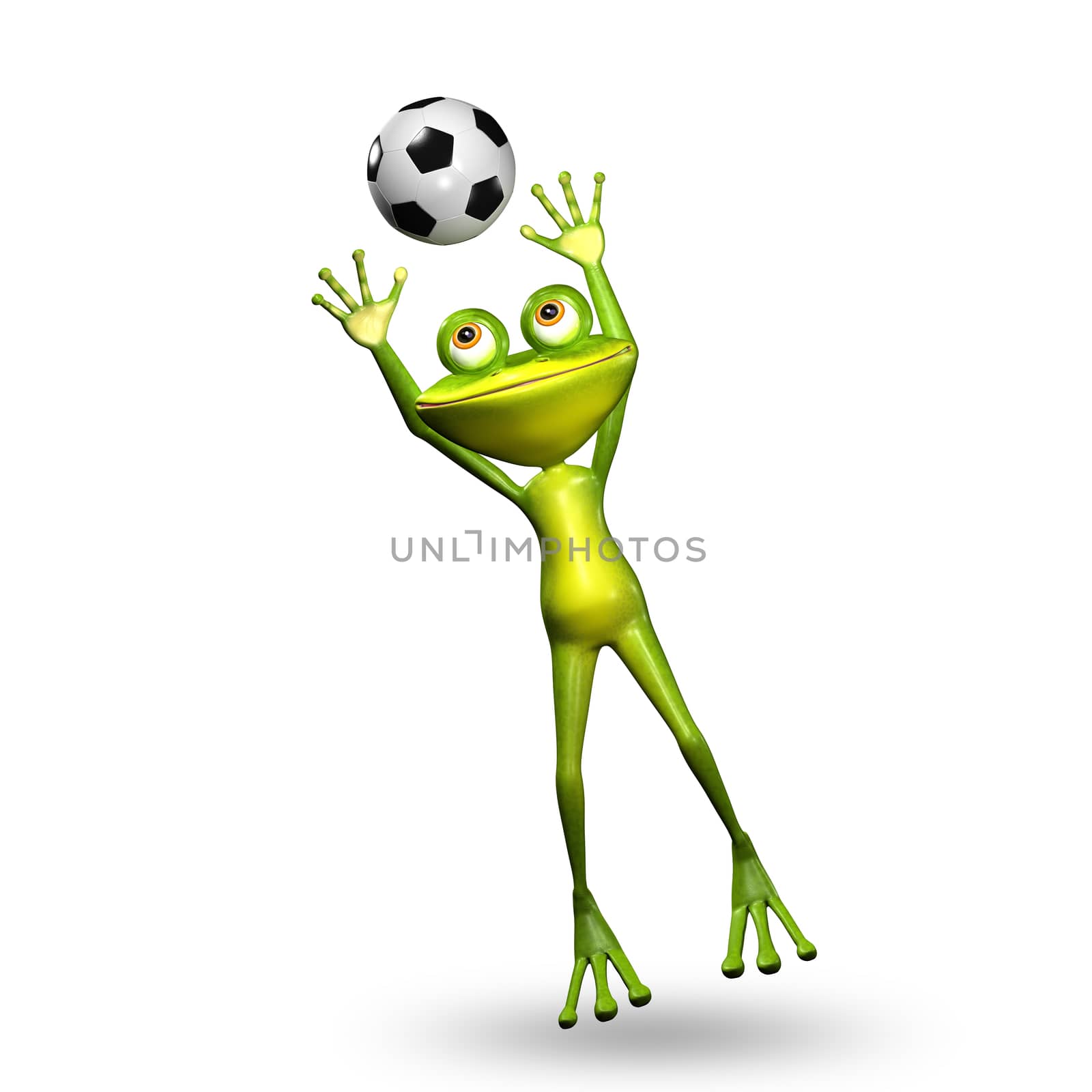 3D Illustration Frog with a Soccer Ball by brux
