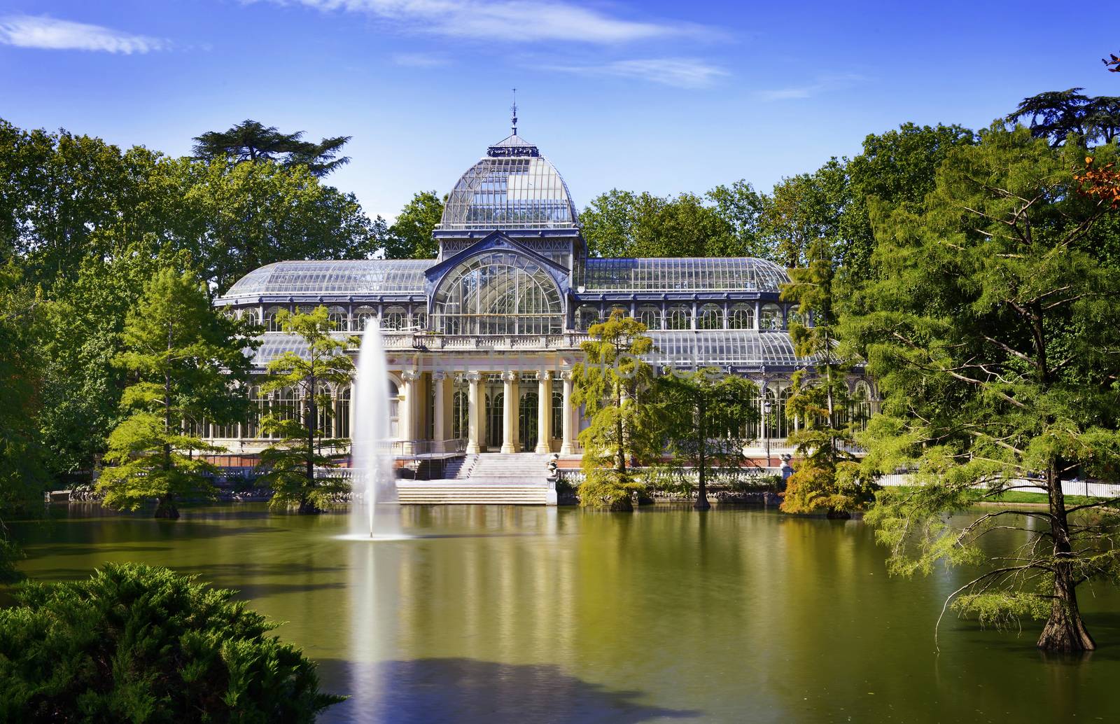 Crystal Palace, Palacio de cristal in Retiro Park,Madrid, Spain. 