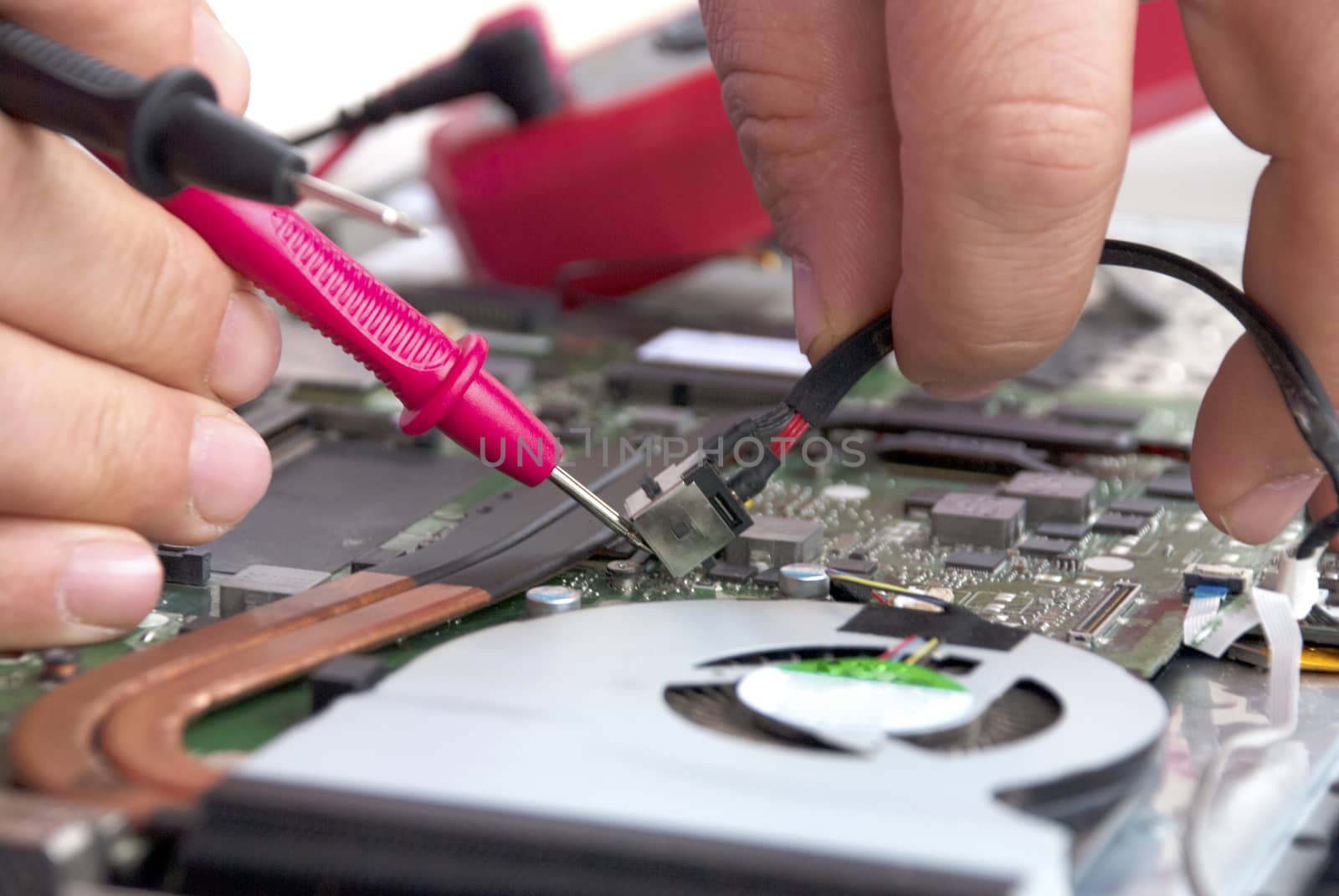 Broken computer repair with the instrument.Laptop Disassembling
