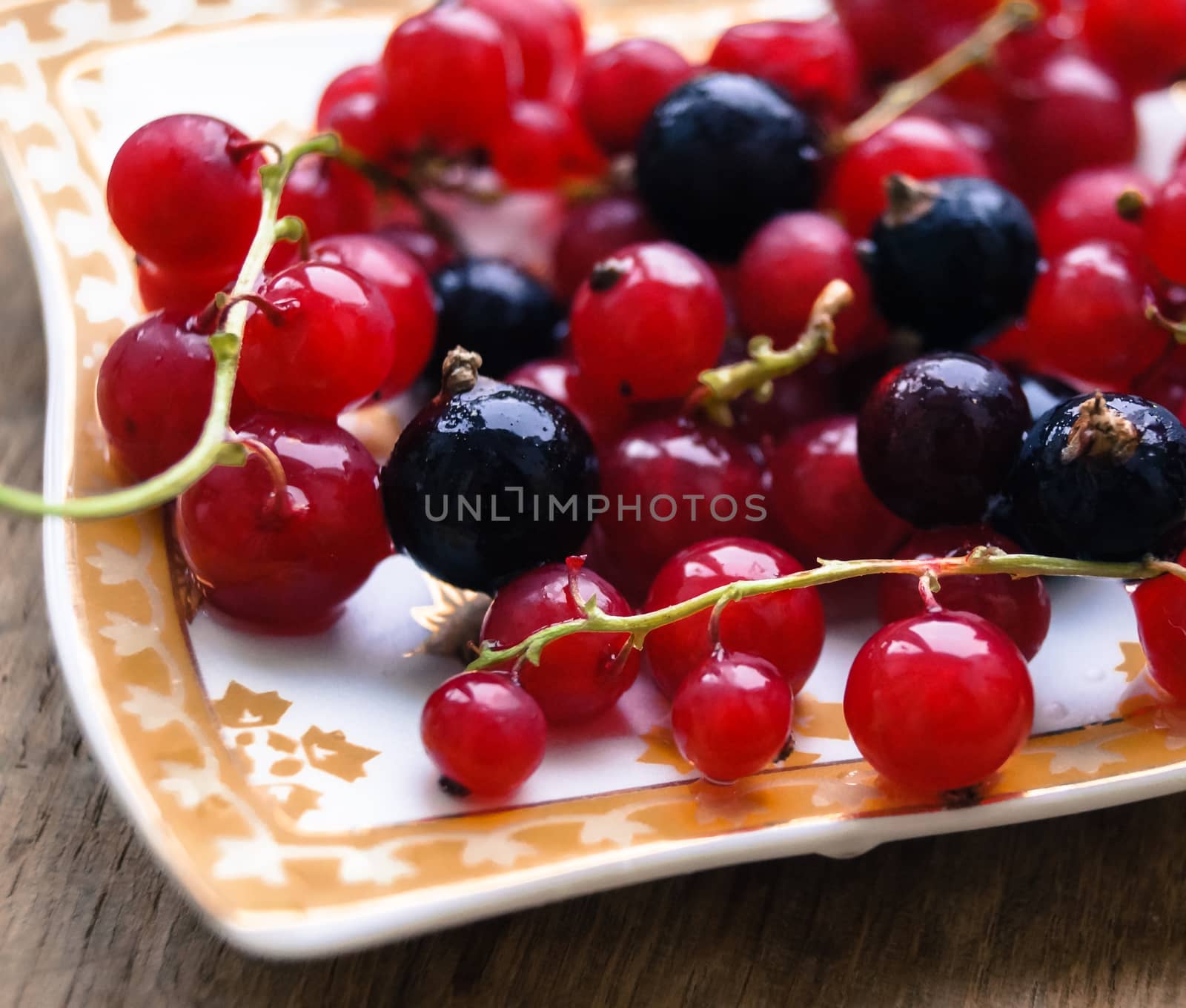 currant berries on a plate by Oleczka11