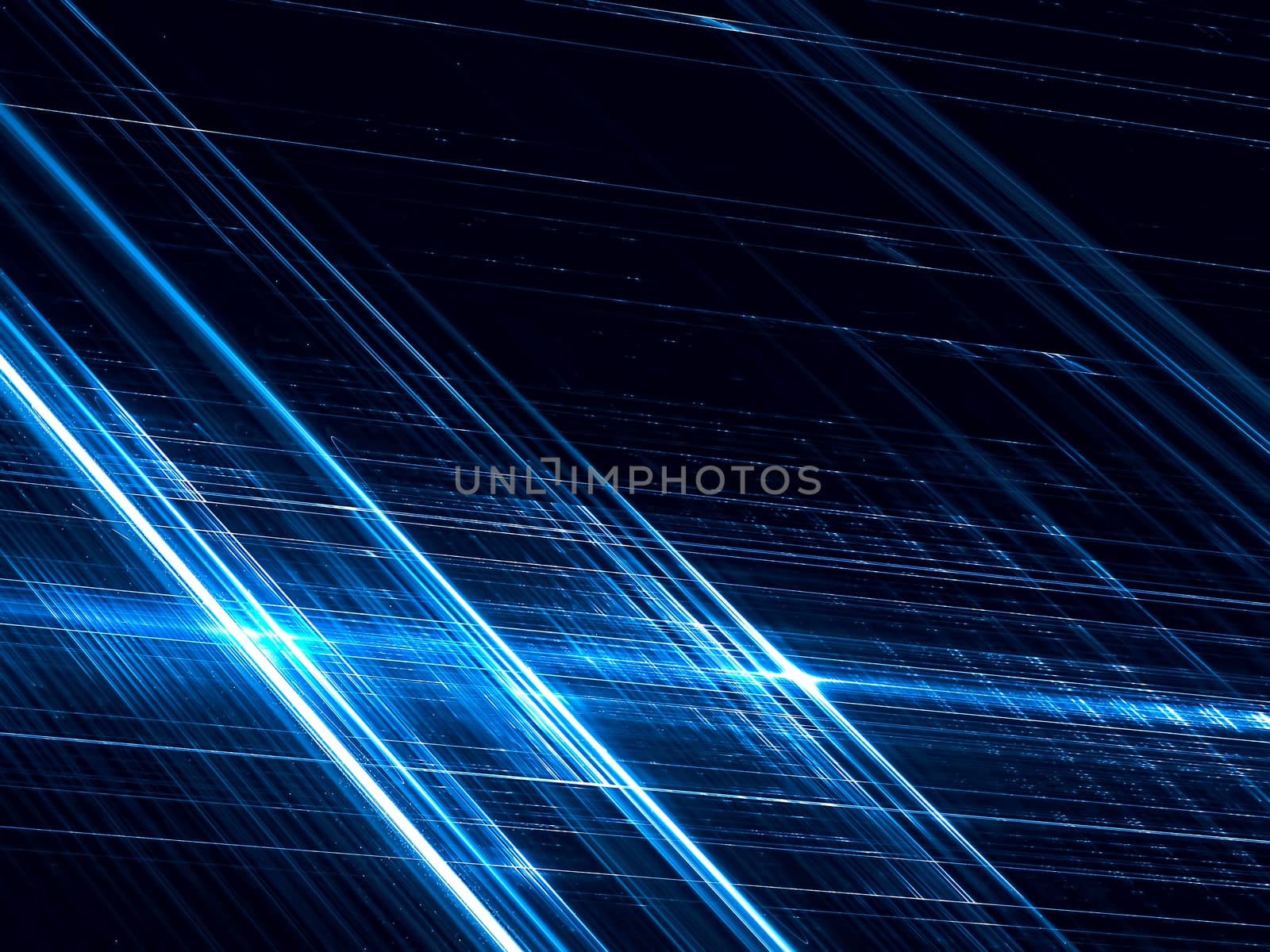 Striped technology or sci-fi background - abstract computer-generated image. Fractal art: diagonal glowind in dark chaos stripes. Backdrop for covers, web design, posters.