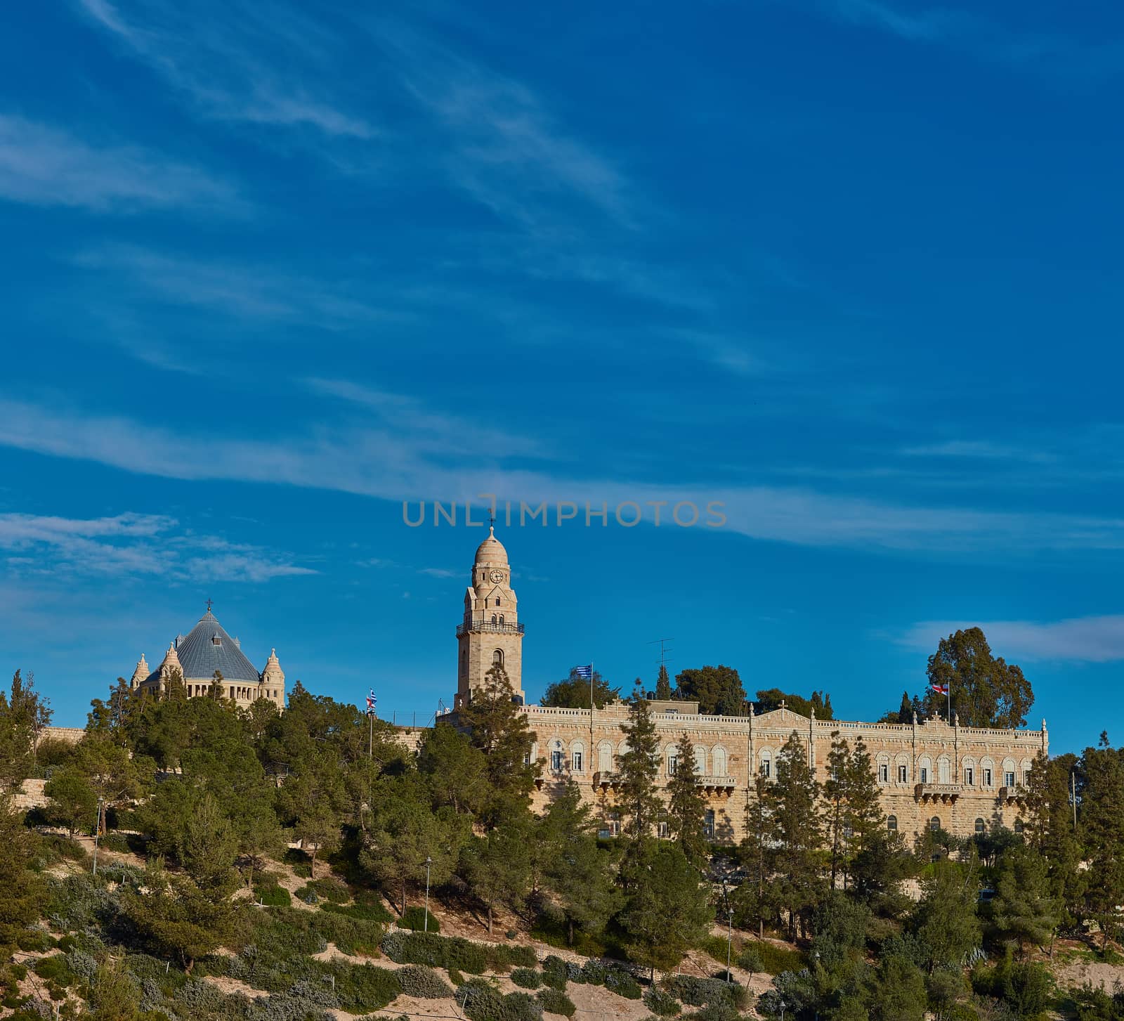 Jerusalem - 10 February 2017:  Jerusalem old city wall, panorama