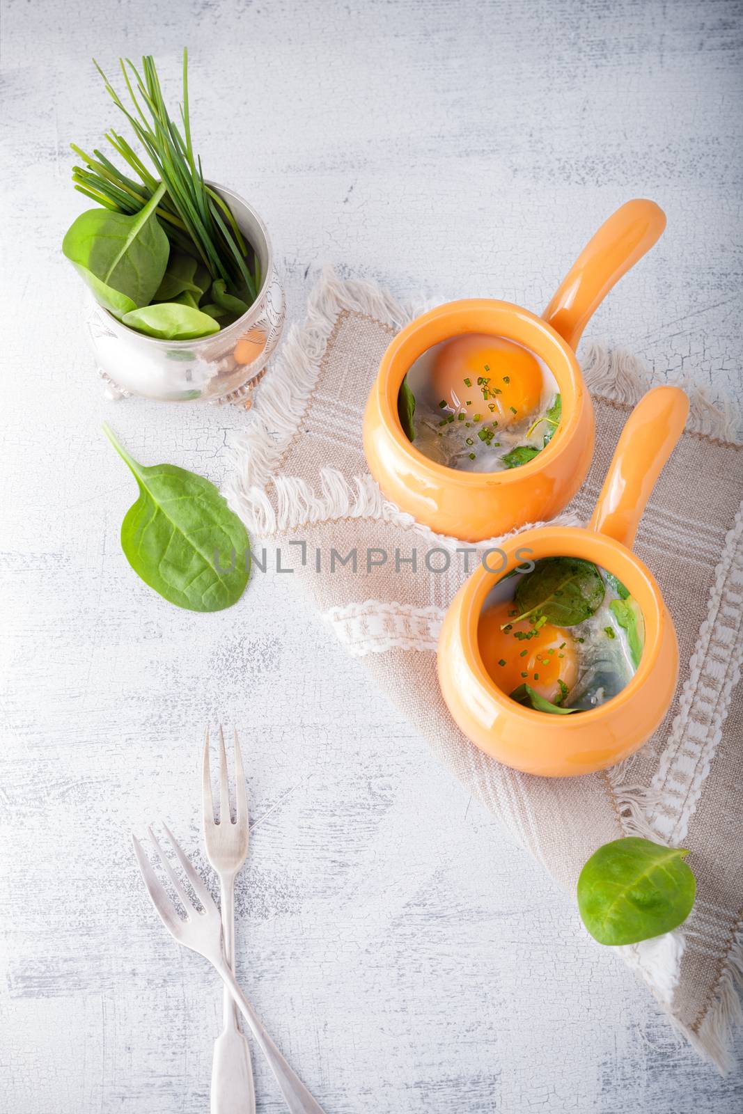 Baked eggs with spinach by supercat67