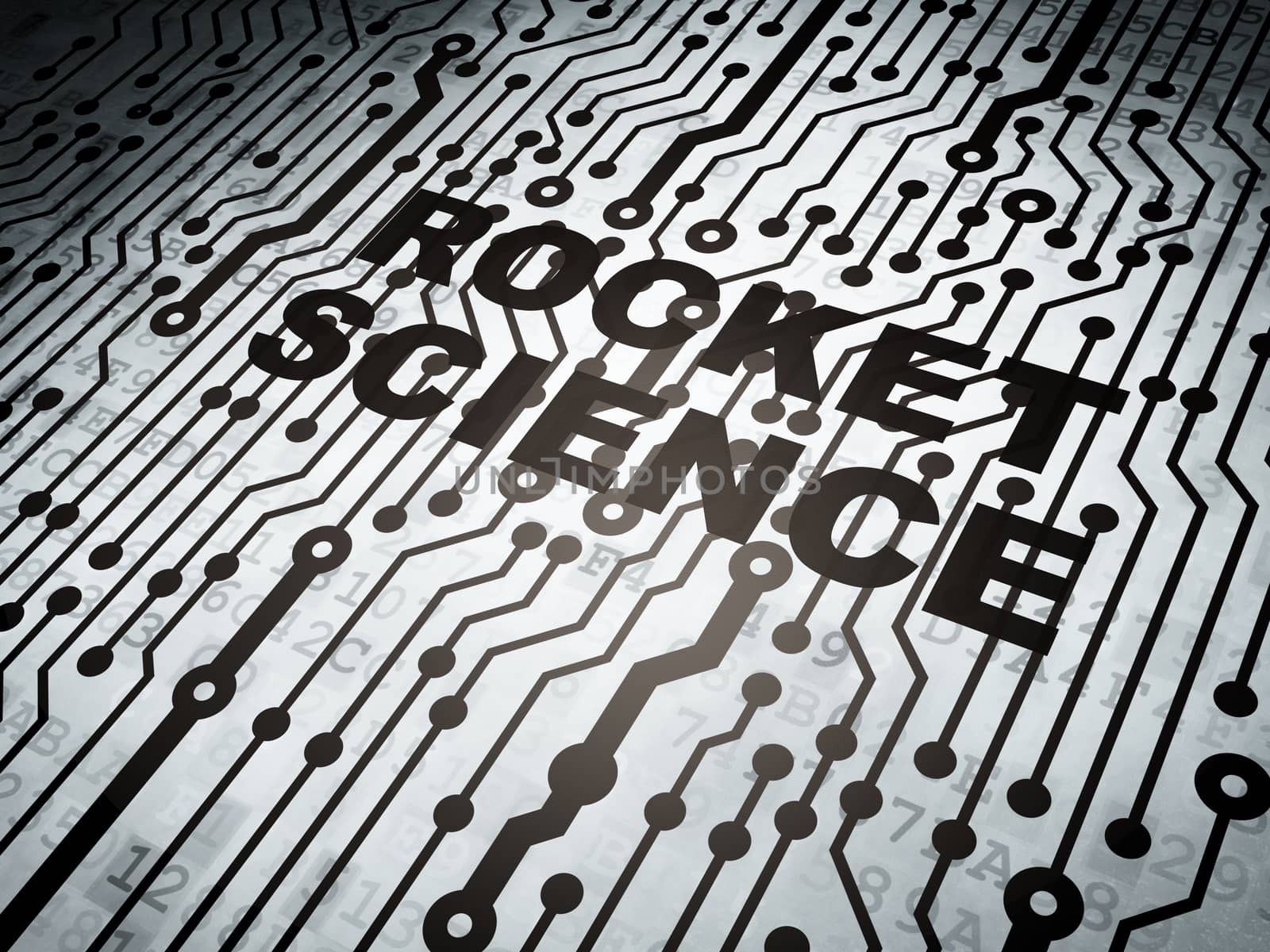 Science concept: circuit board with  word Rocket Science, 3D rendering