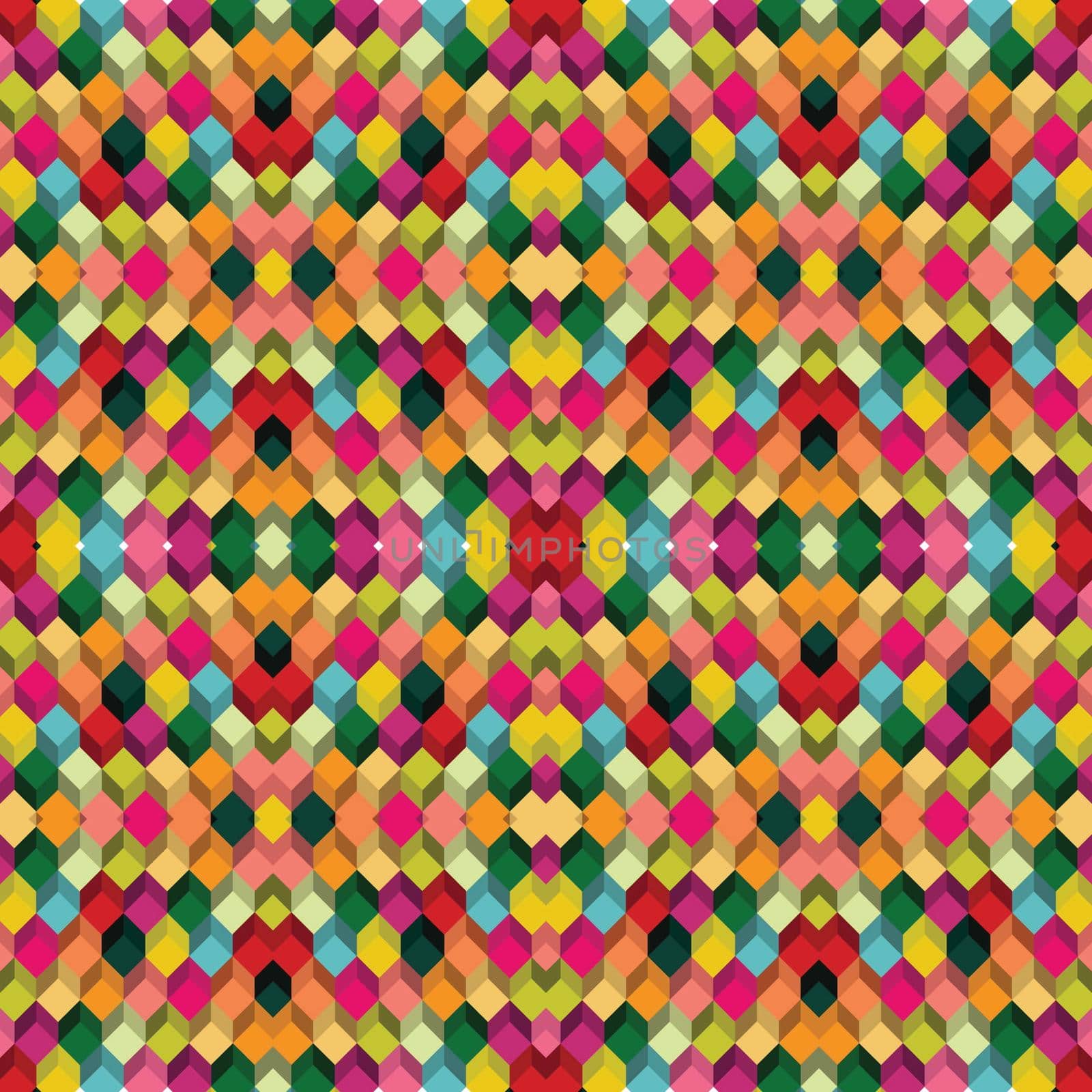 A seamlessly repeatable pattern with three dimensional cubes