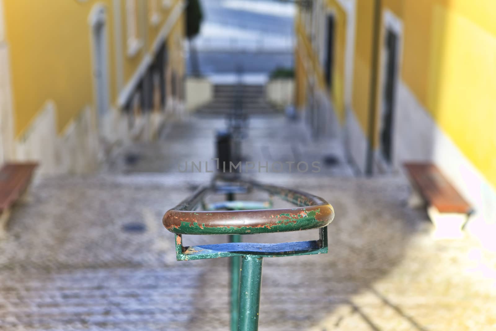 Old stairs in Lisbon  , antique monument in the city, tourism in Portugal