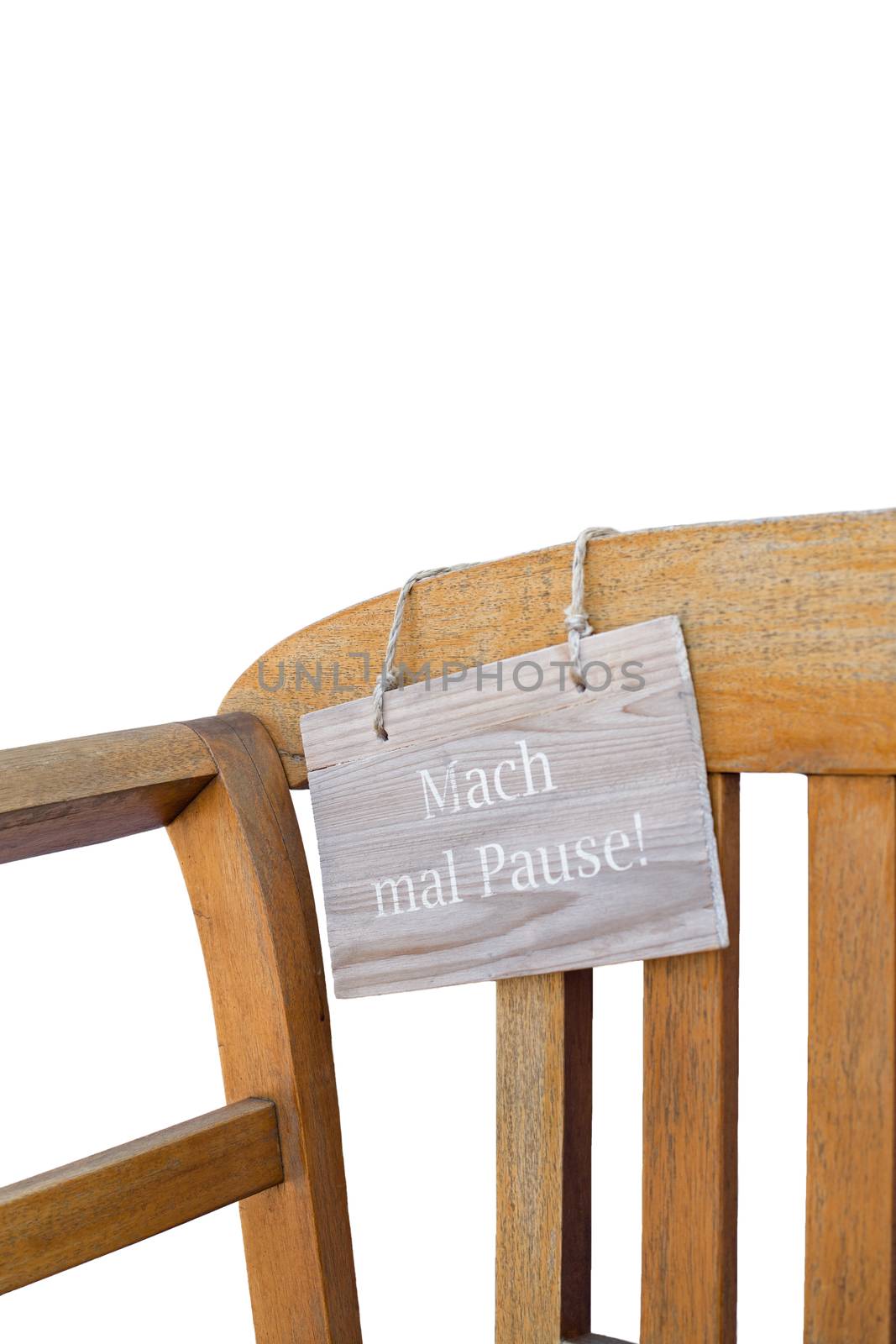 Bench and german sign with the german words for make a break