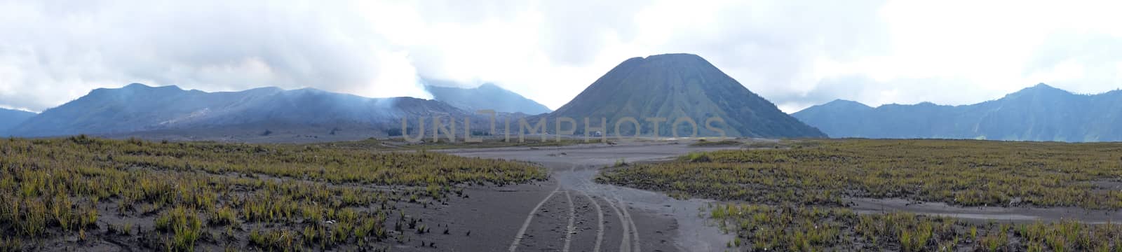 Panorama from the  vulcanic area at the Bromo vulcano on Java In by devy