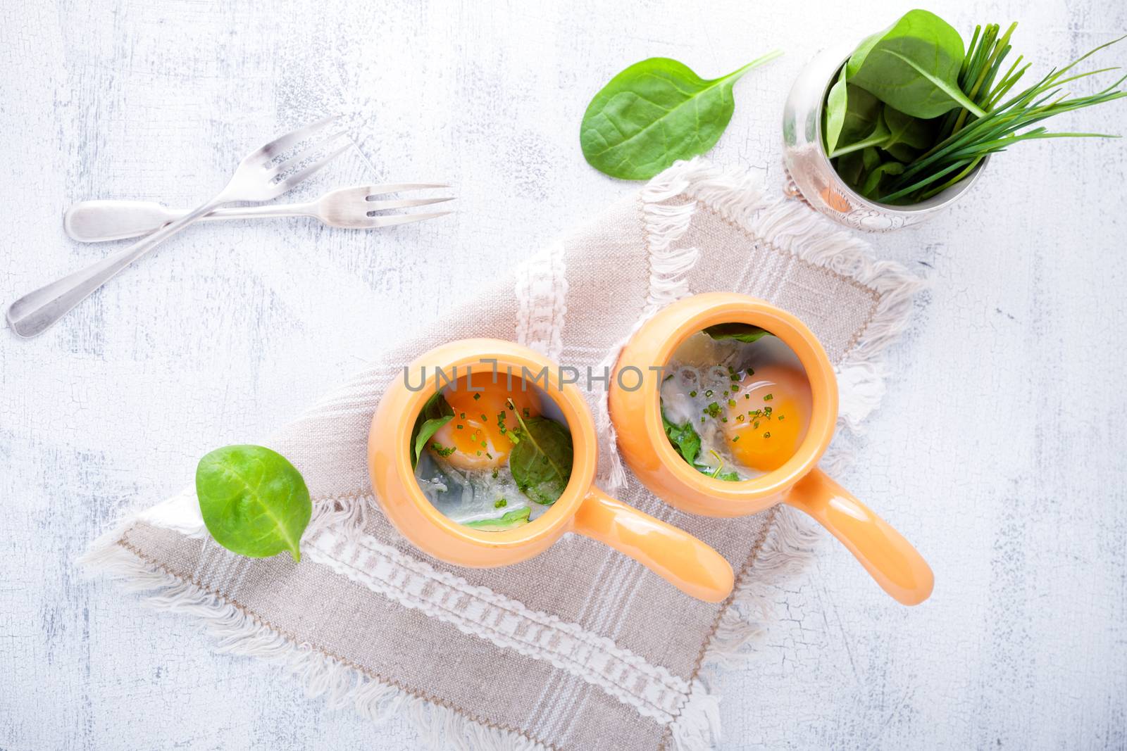 Baked eggs with spinach by supercat67