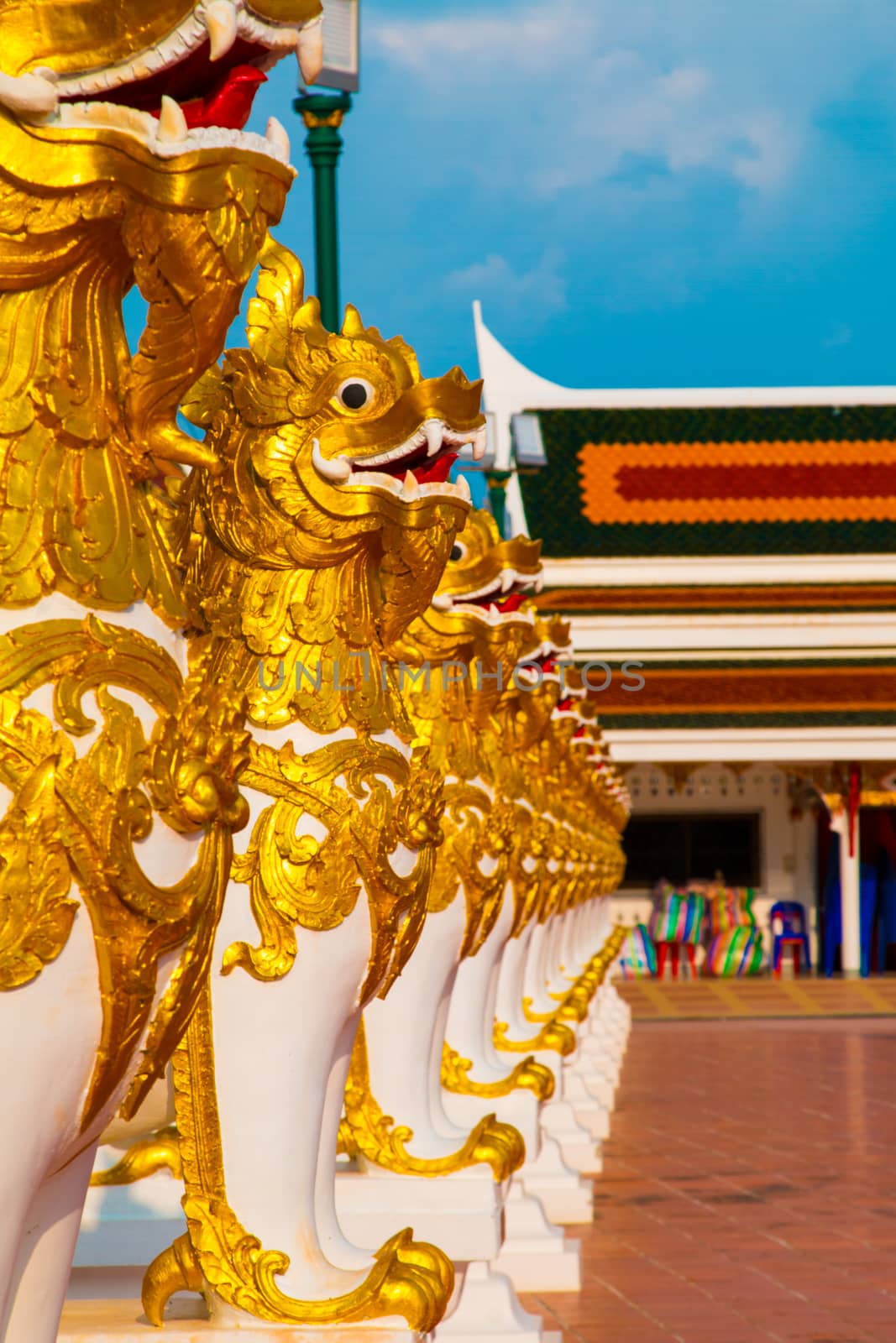 Sculpture dragon at Wat Pra That Choeng Chum, Sakon Nakhon Thailand