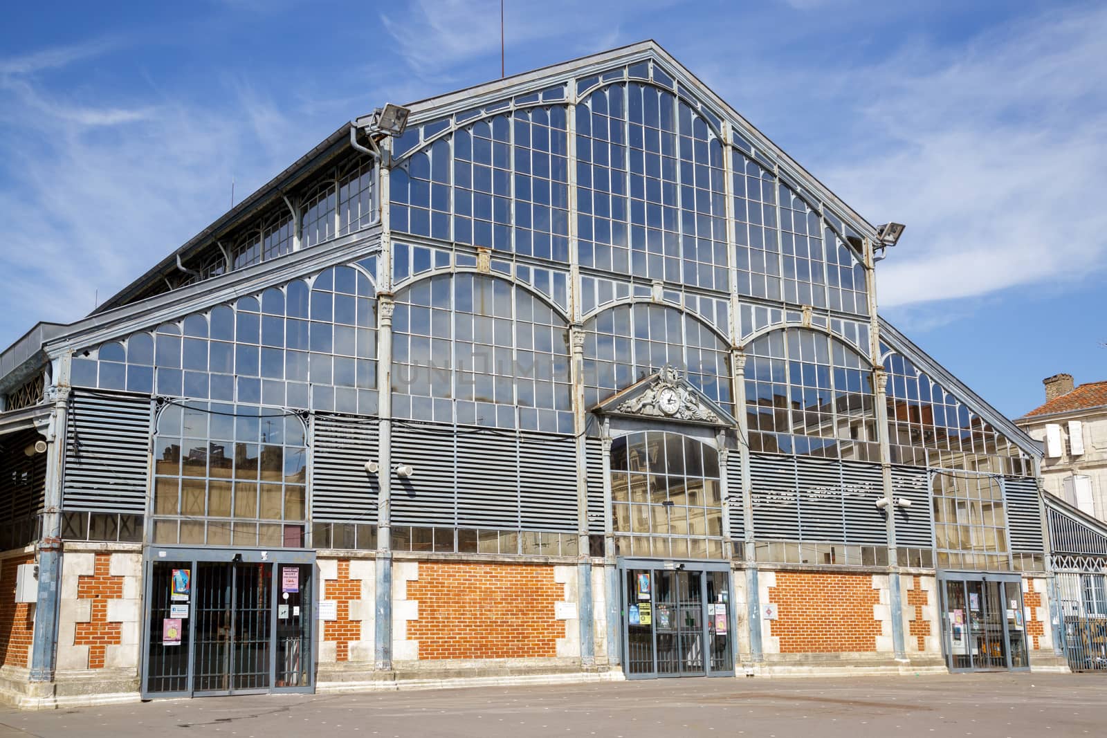 Paris, France - March 27, 2017: Building of covered market in Niort was built in 1871, France