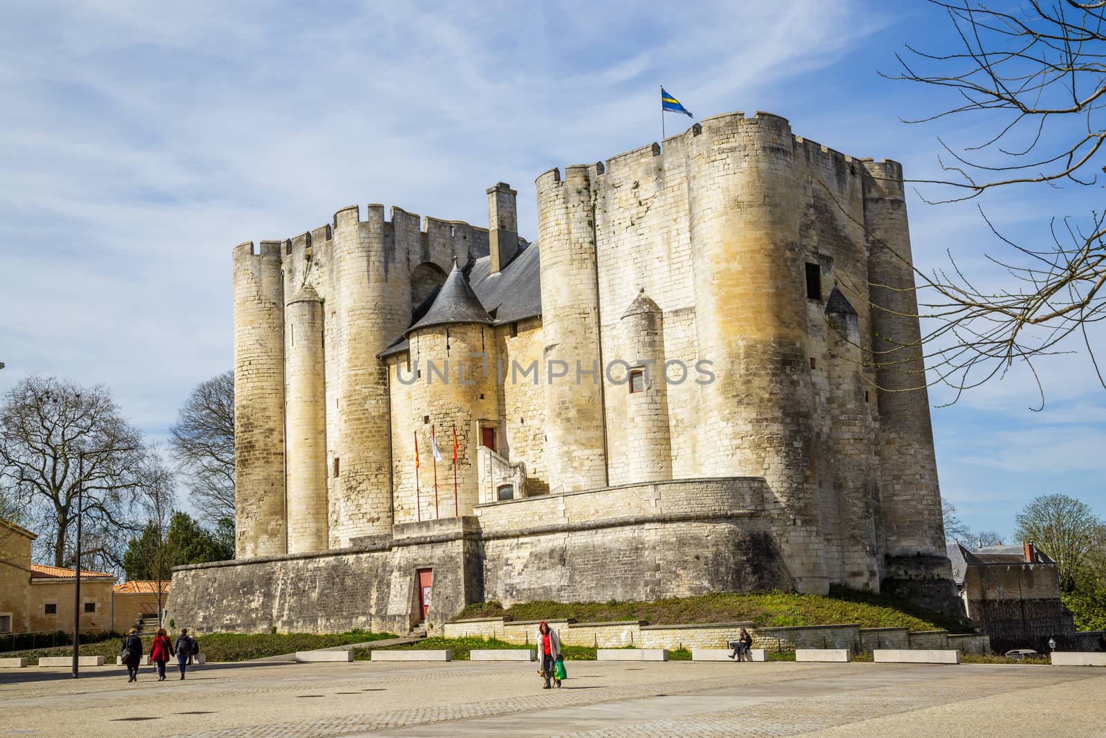 Paris, France - March 27, 2017: Beautiful medieval castle in Niort City, France by pixinoo