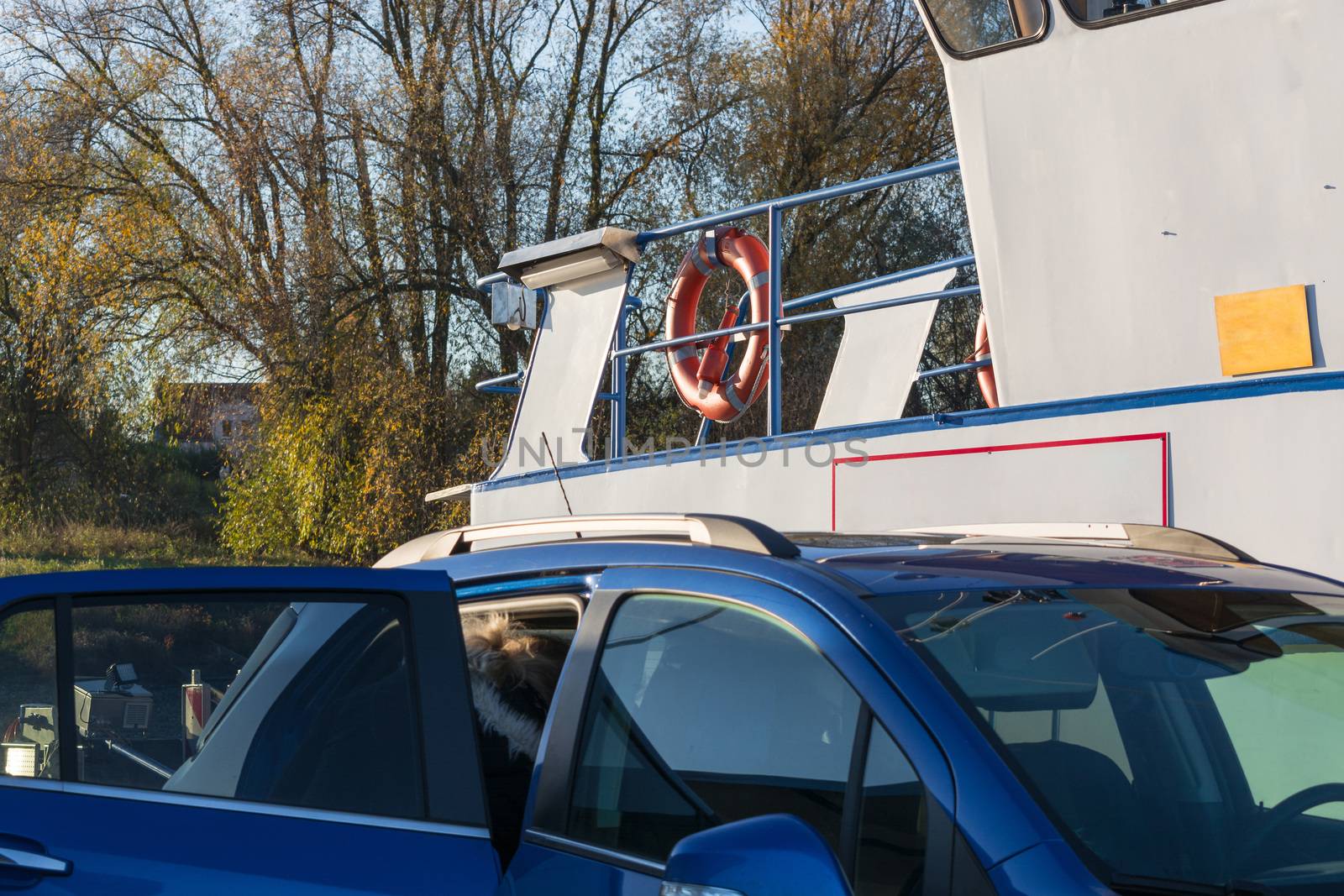 Rhine ferry at Dormagen Zons in Germany.