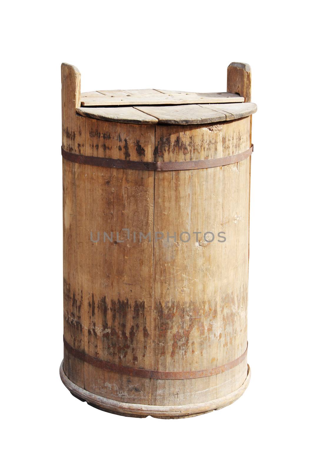 Old wooden Barrel isolated on white background