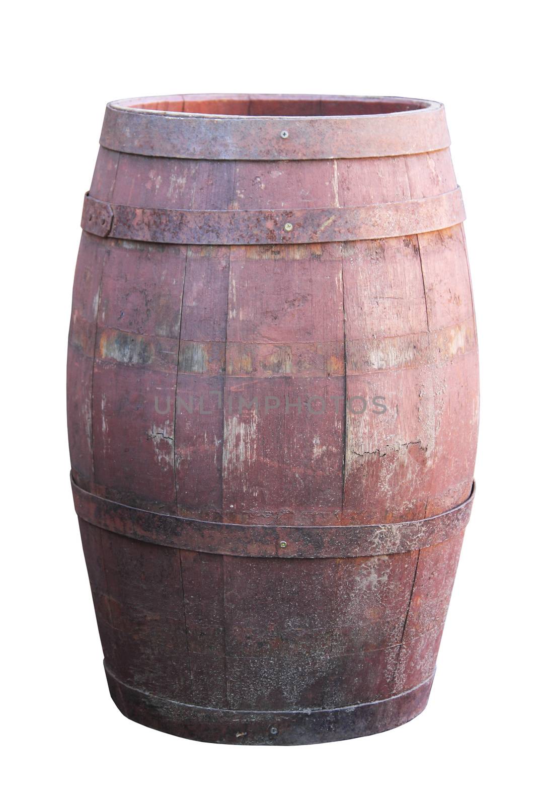 Old wooden Barrel isolated on white background