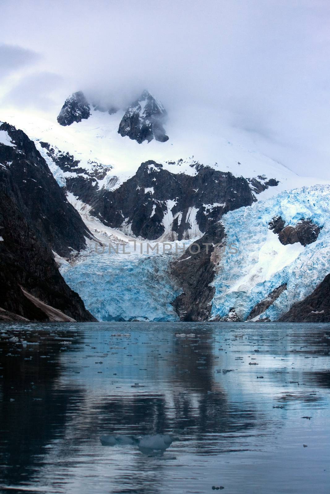 A glacier in Kenai Fjords National Park near Seward Alaska. 