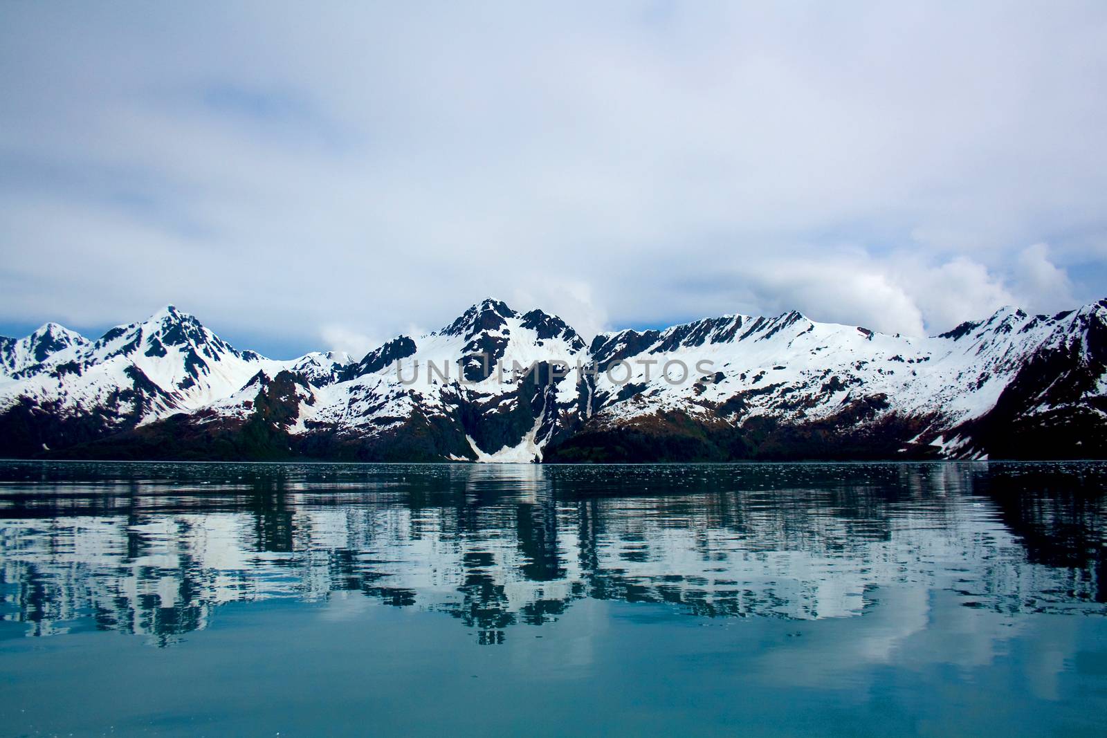 Mountains Reflecting on Water Seward Alaska by NikkiGensert