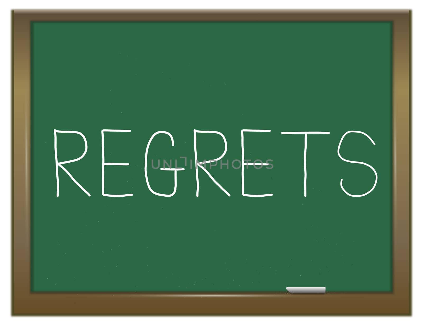 Illustration depicting a green chalkboard with a regrets concept.