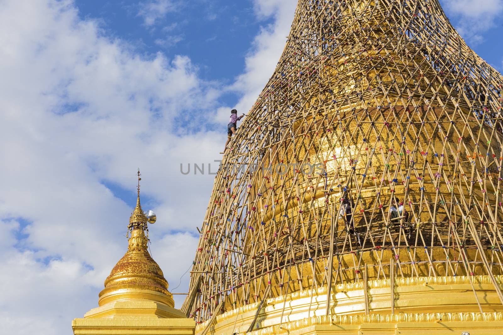 Worker repareing golden temple by cozyta