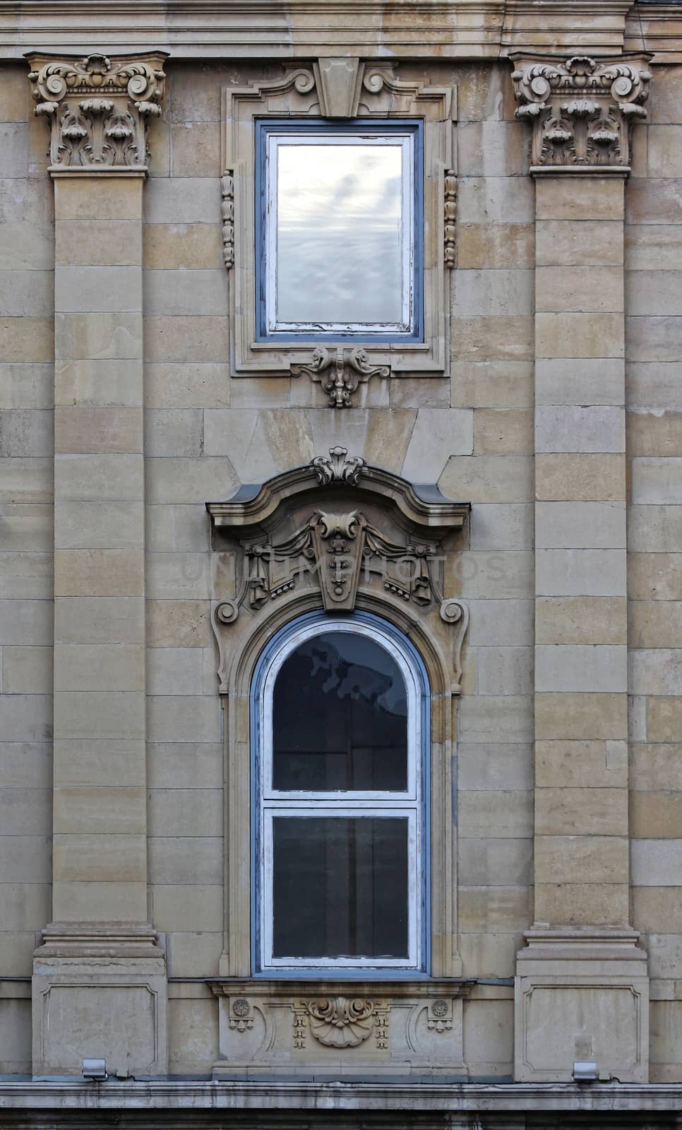 Budapest, Hungary, Buda castle district gothic windows.