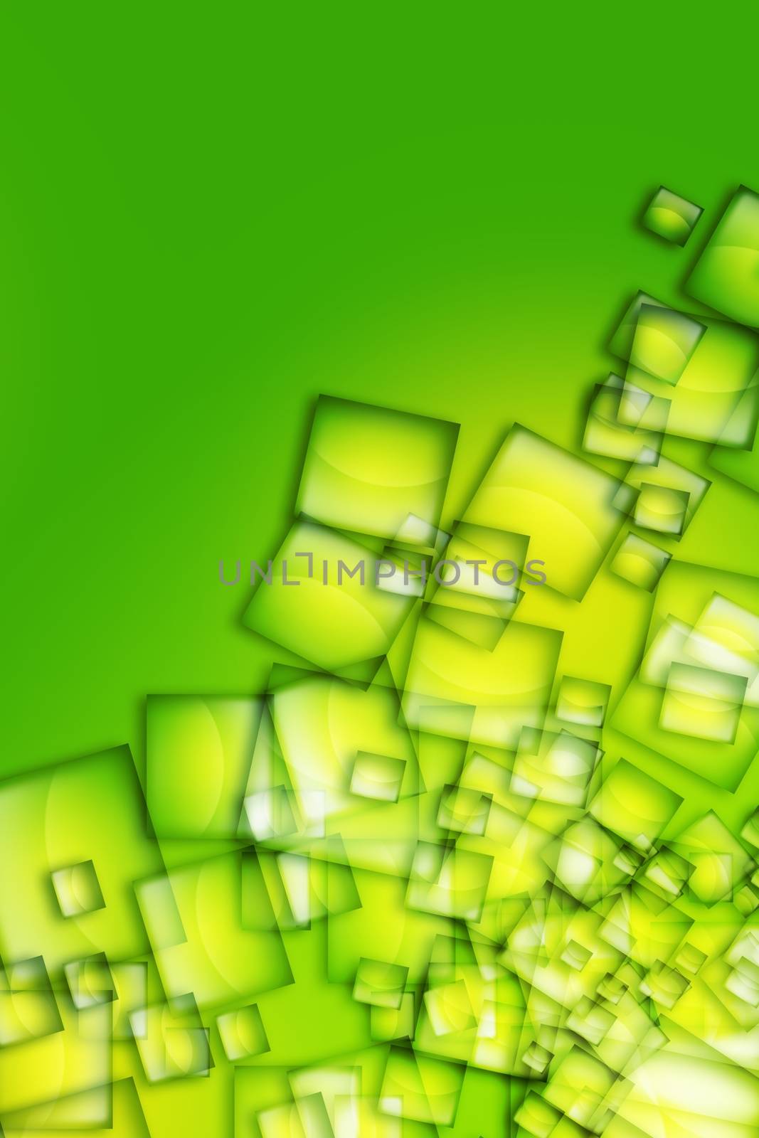 Green Boxes Abstract Yellow-Green Background. Multiply Transparent Boxes. Vertical Background Design. 
