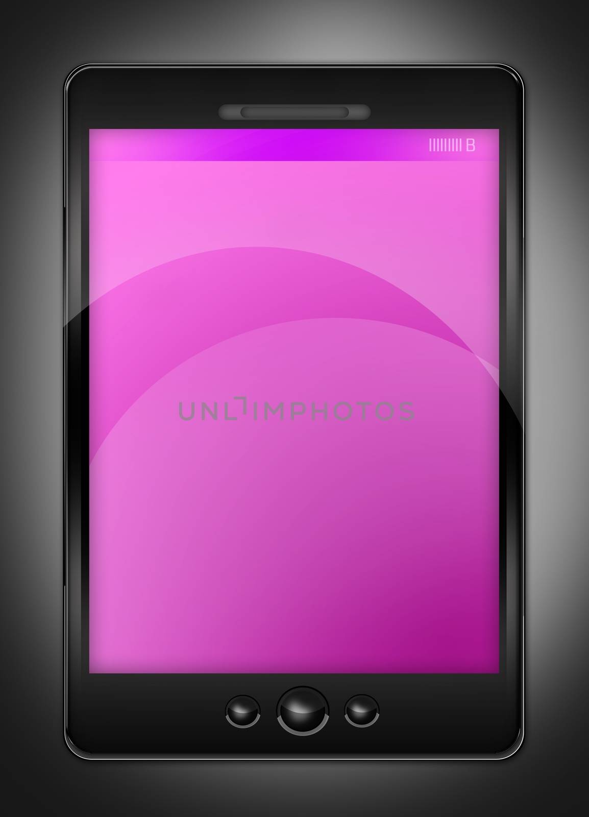 Pink PDA Phone. PDA / Smart Phone illustration. Pink Empty Display - Gray Background. Vertical Graphic.
