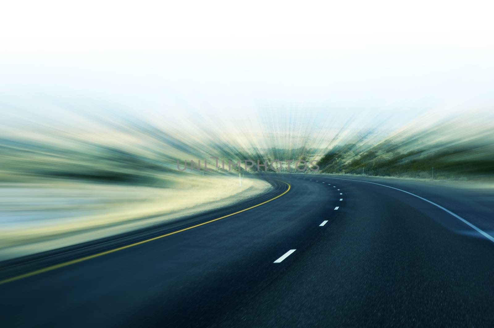 Fast Highway Abstract Motion Blur Highway Background. Transportation Theme.
