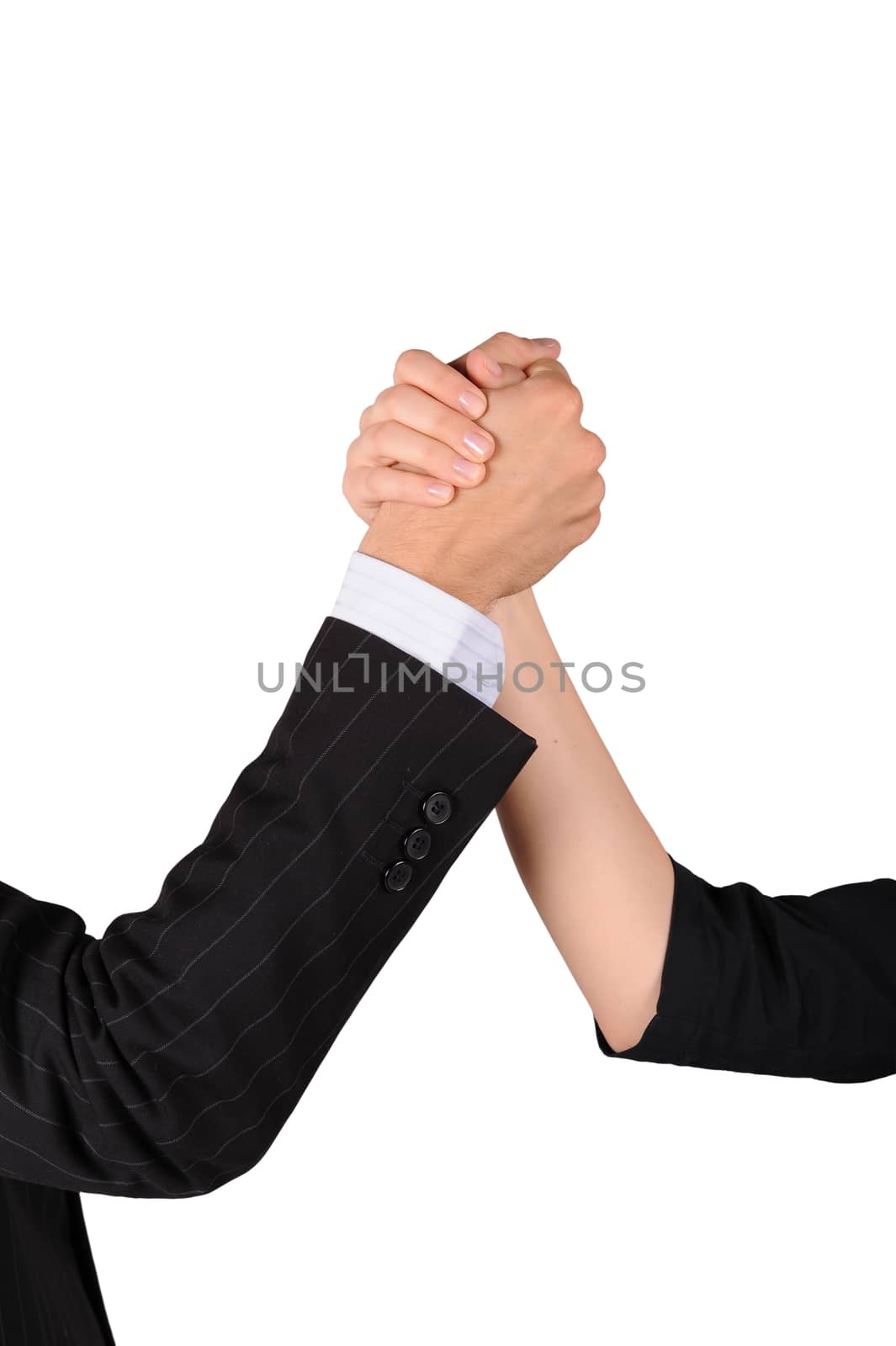 Good Team. Male and Female Hands. Clipped Photo - Solid White Background