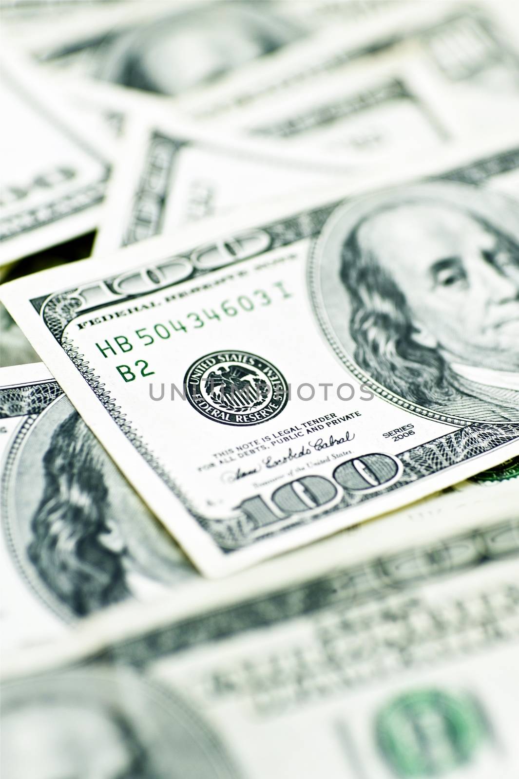 American Money. USD - American Dollars. One Hundred Bills. Business Photo Background.