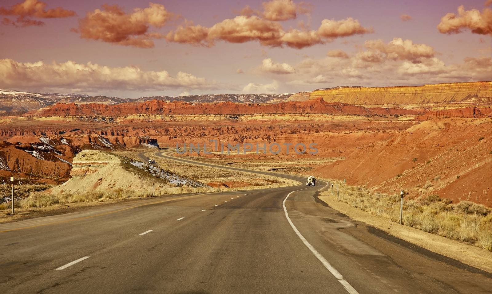 Utah Interstate Highway I-70. Central Utah State, USA. Utah Landscape.