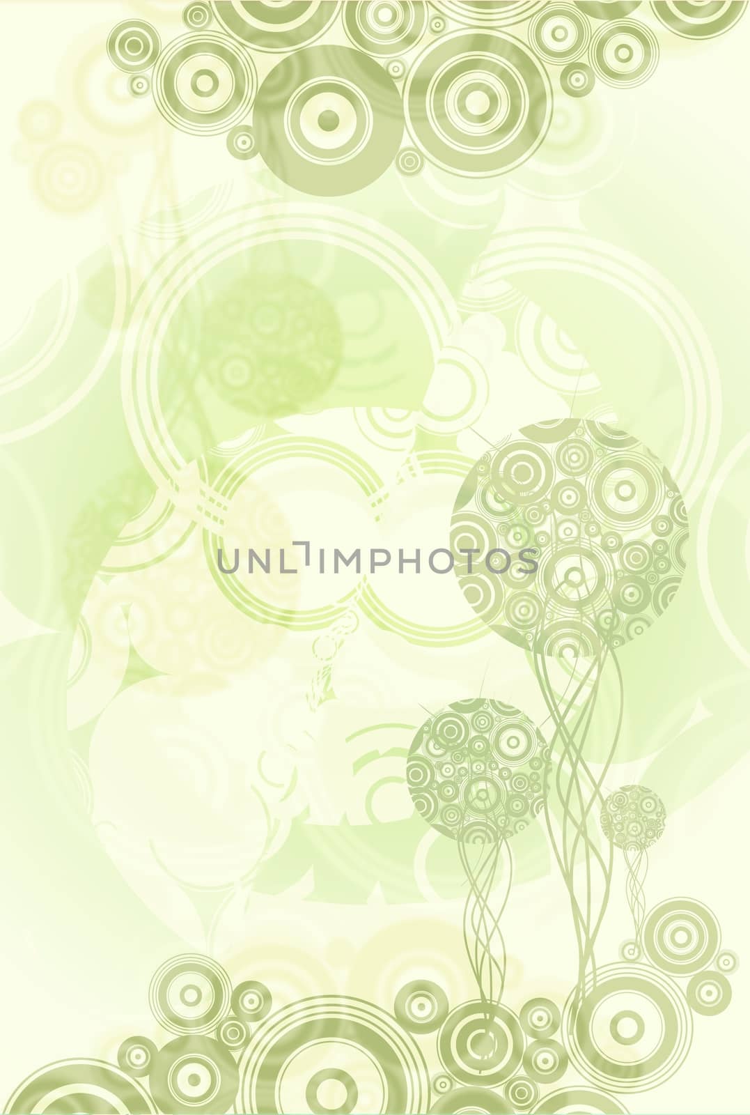 Abstract Light Green Floral Illustration - Vertical Artistic Illustration
