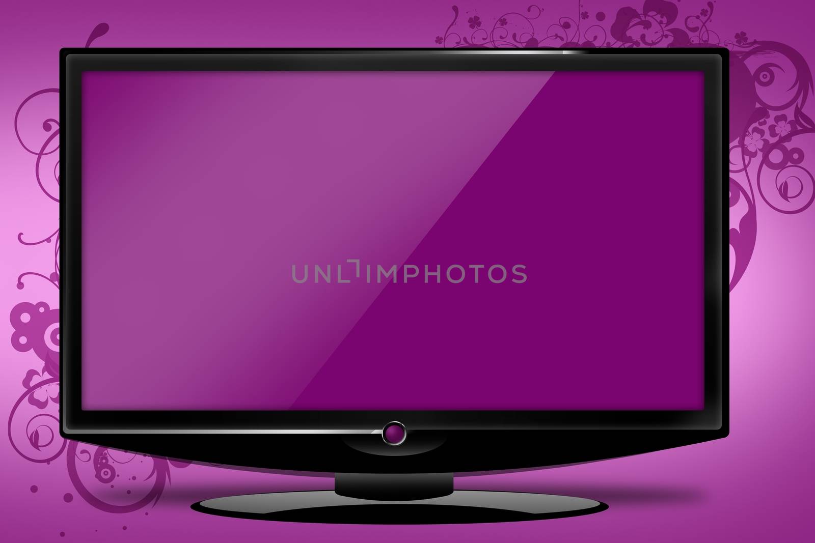 Pinky HD TV Illustration with Floral Elements. Just Place Your Logo or Event Screen! 