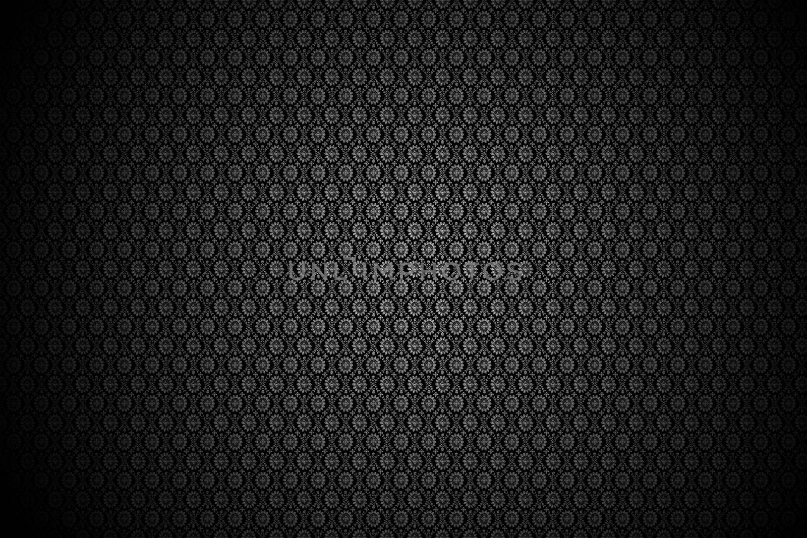 Black Floral Pattern - Black Floral Background (with Black Vignette) 