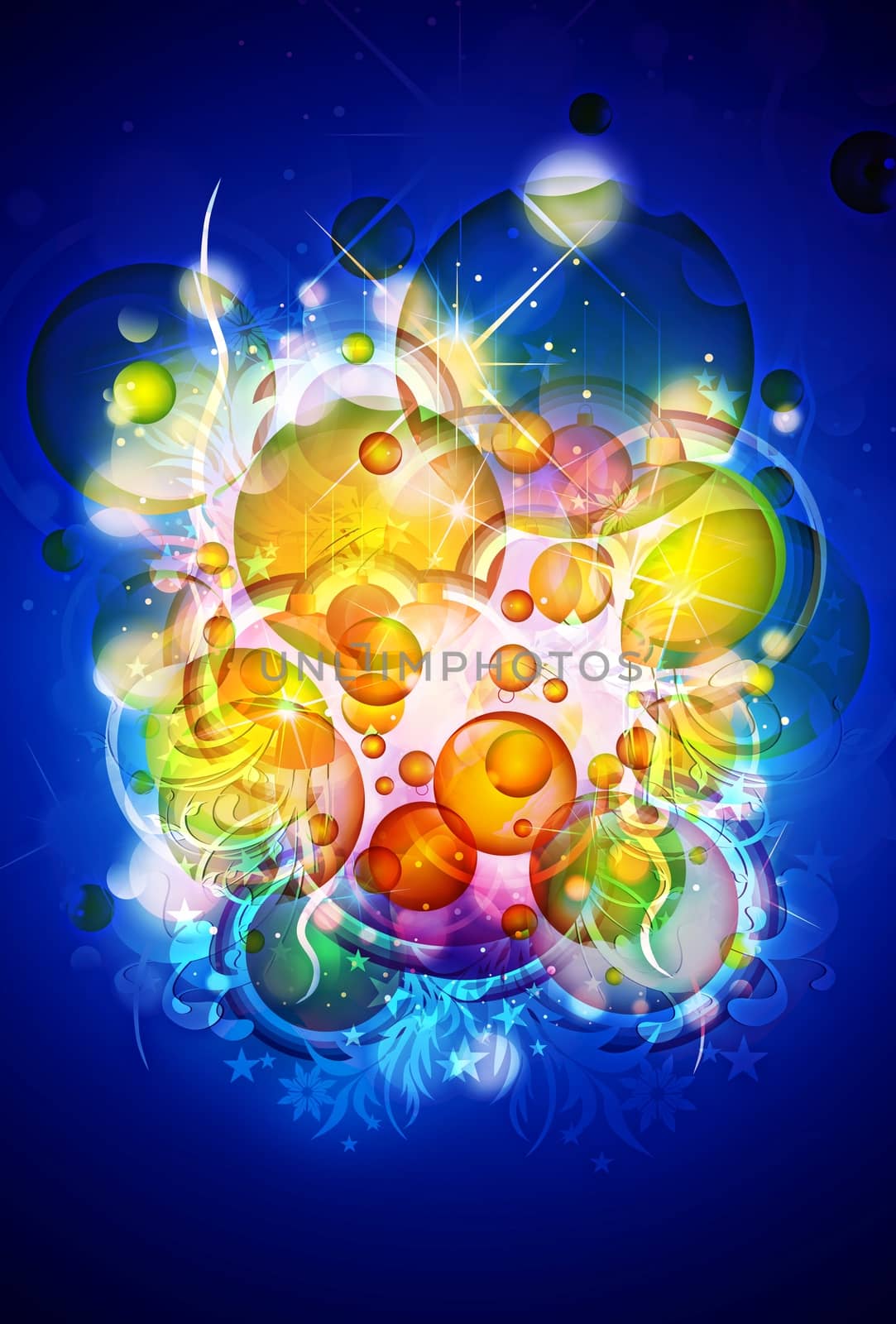Colorful Abstract Design - Dark Blue Background. Abstract Colorful Illustration.