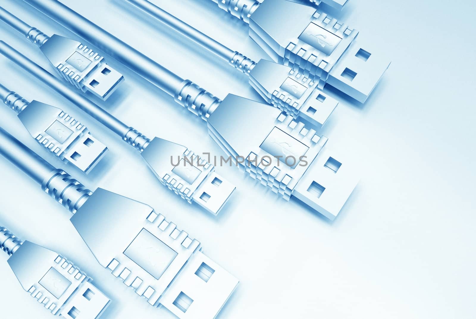 USB Light Blue Background Illustration. Technology Background.