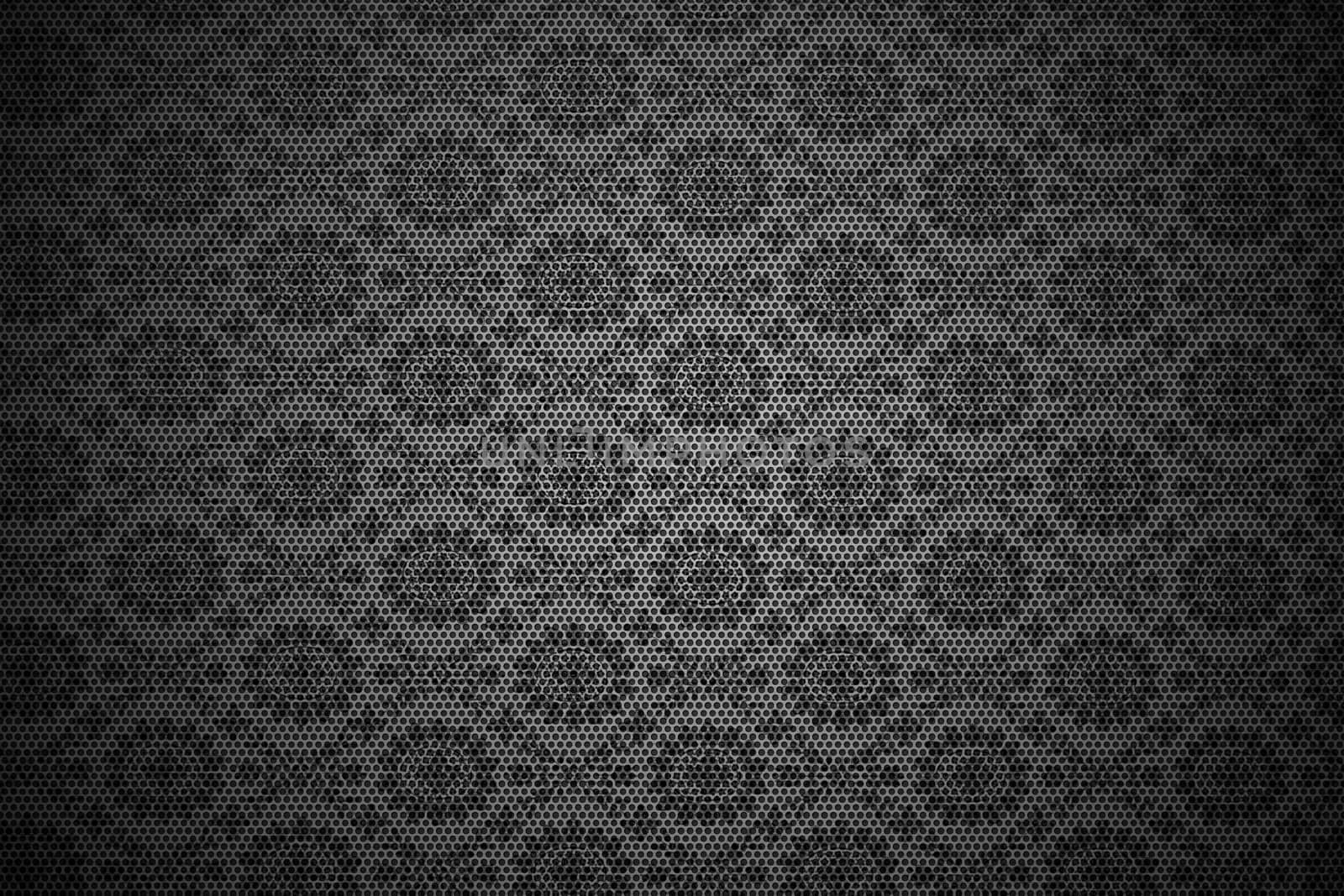Mesh Metal Ornaments. Meshy Metal Sheet with Floral Pattern Ornaments. Metal Background