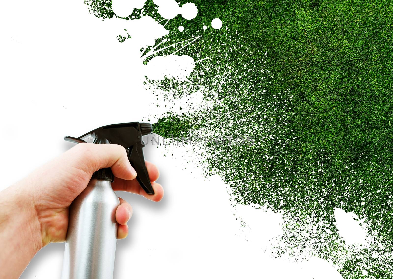 Grass Spray. Cool Creative Illustration. Perfect for Green Energy Related Artwork. Grass Paint.