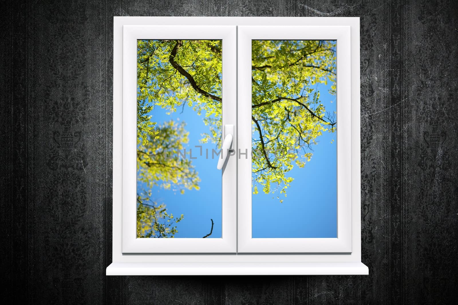 Window to Summer Abstract Illustration. Sunny Summer Day Outside the Window.