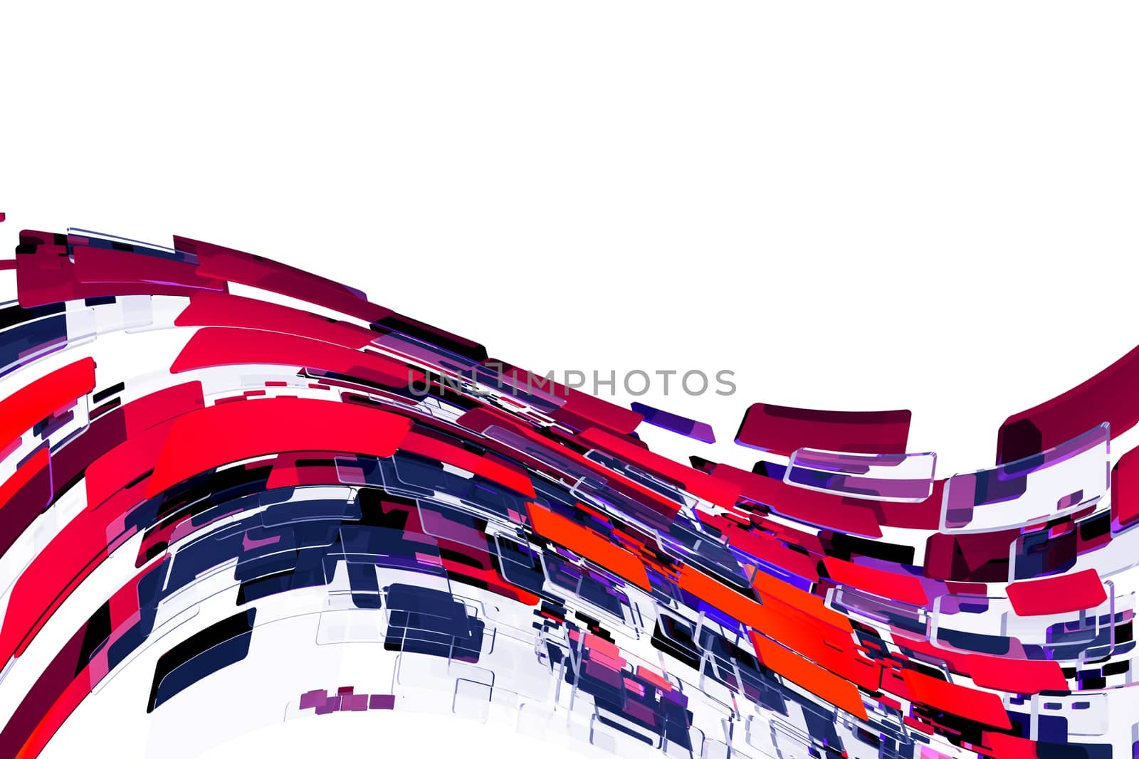 Wavy Abstract Design - 3D Render Copy Space Background with Wavy Flying Squares.