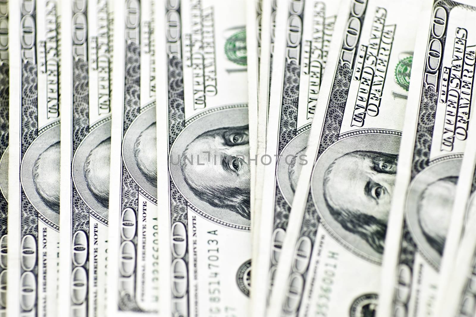 100 Dollar Bills. Few Bills Background.